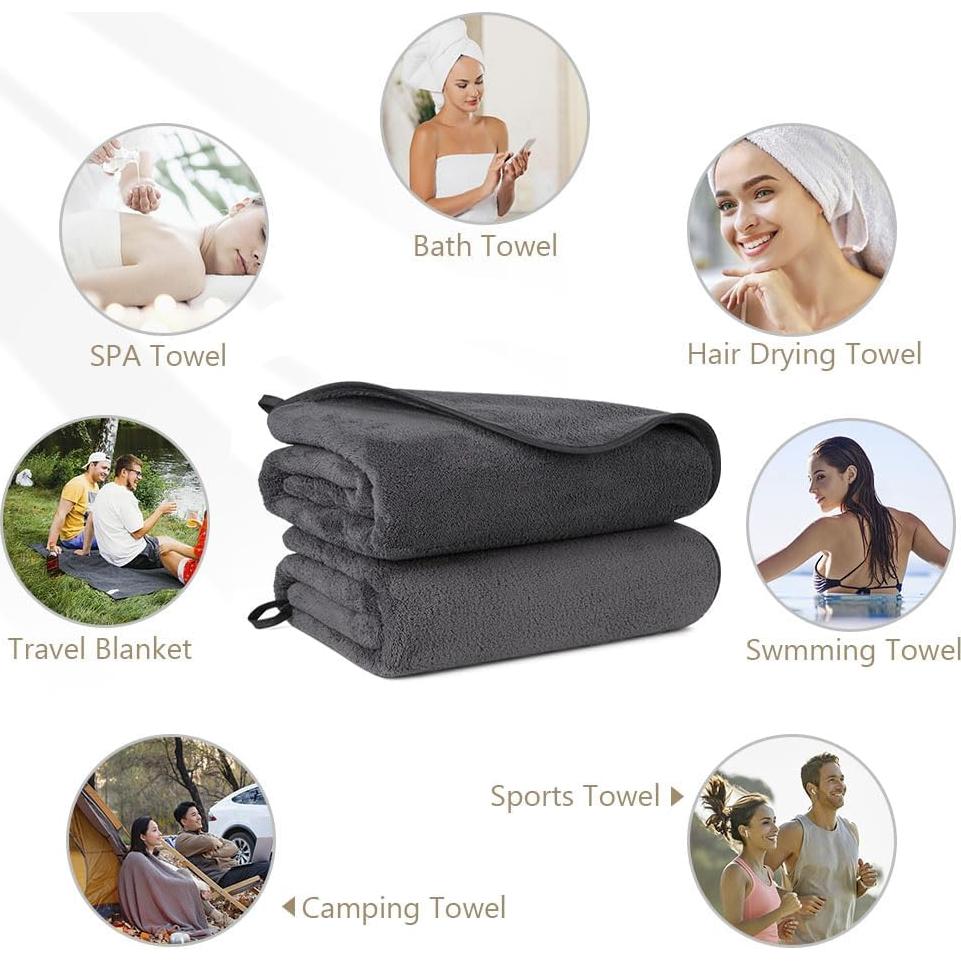 Paquete de 2 Toallas de Baño Orighty Microfibra Gris 68x137 cm