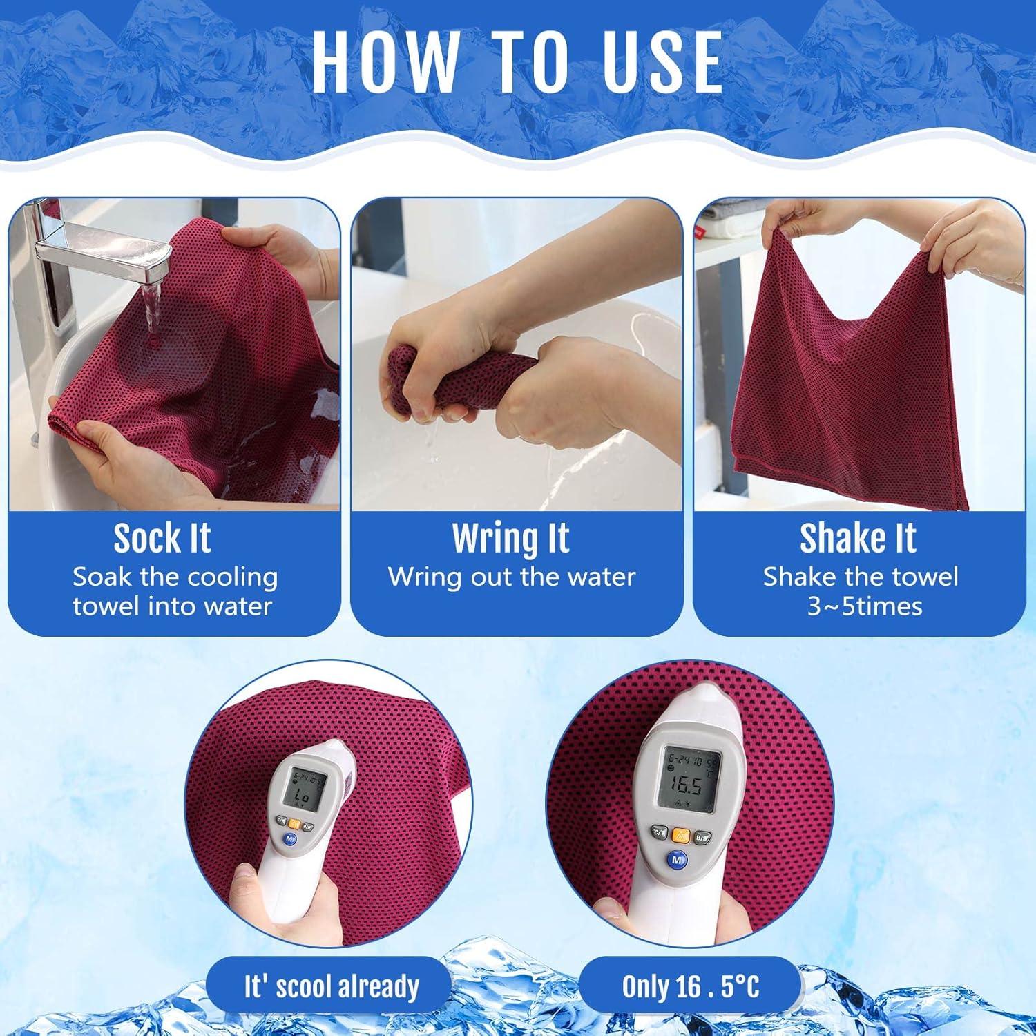 Toallas Refrigerantes Hosuly 12 Pcs 30x102 cm para Gimnasio