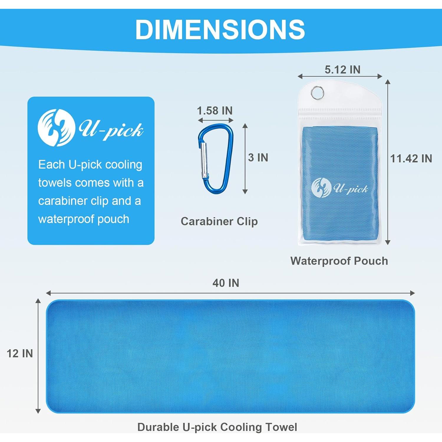Toallas de Enfriamiento U-pick 4 Unidades 101.6x30.5cm Microfibra
