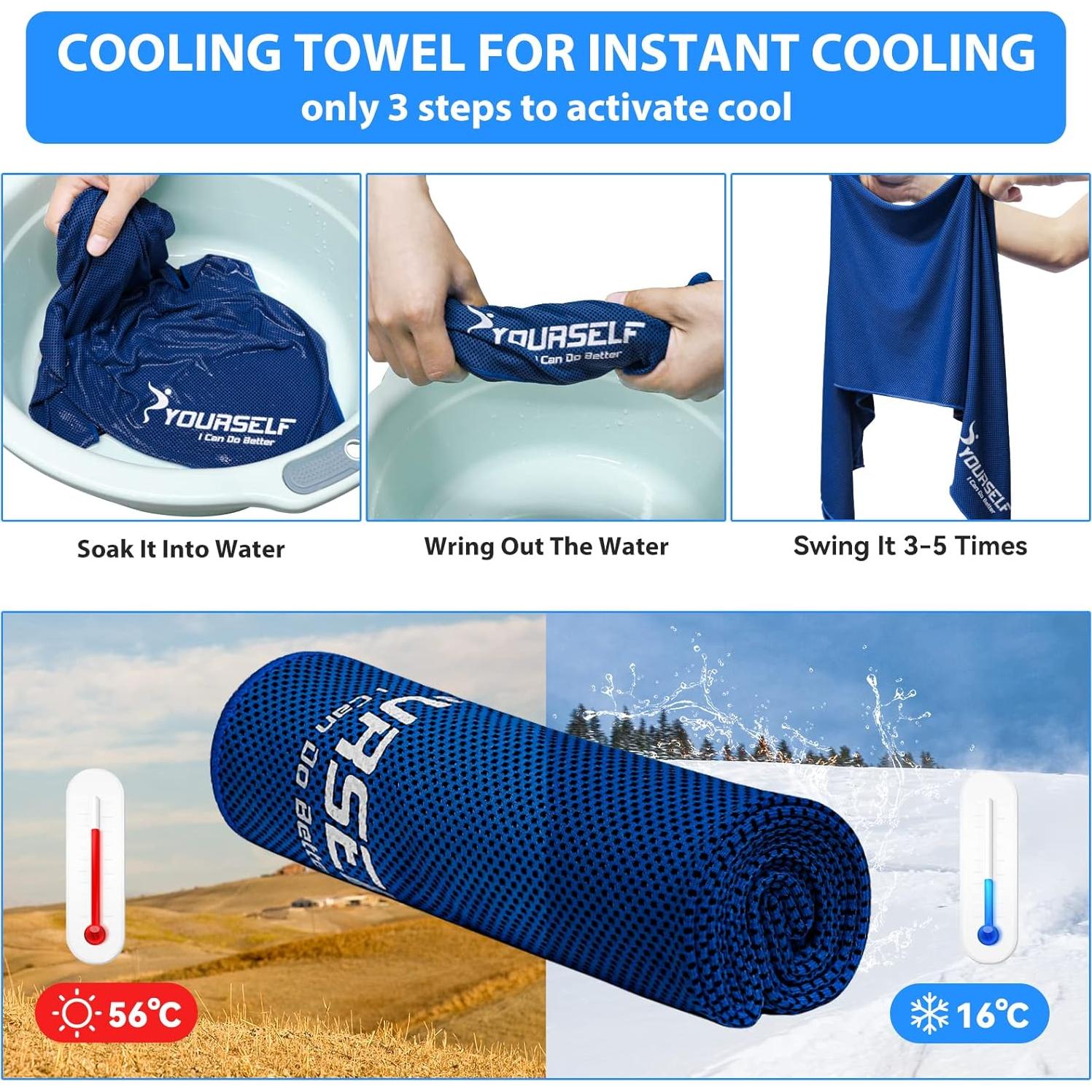 Toallas Enfriadoras SYOURSELF 4 Paquete 101.6x30.5 cm Microfibra