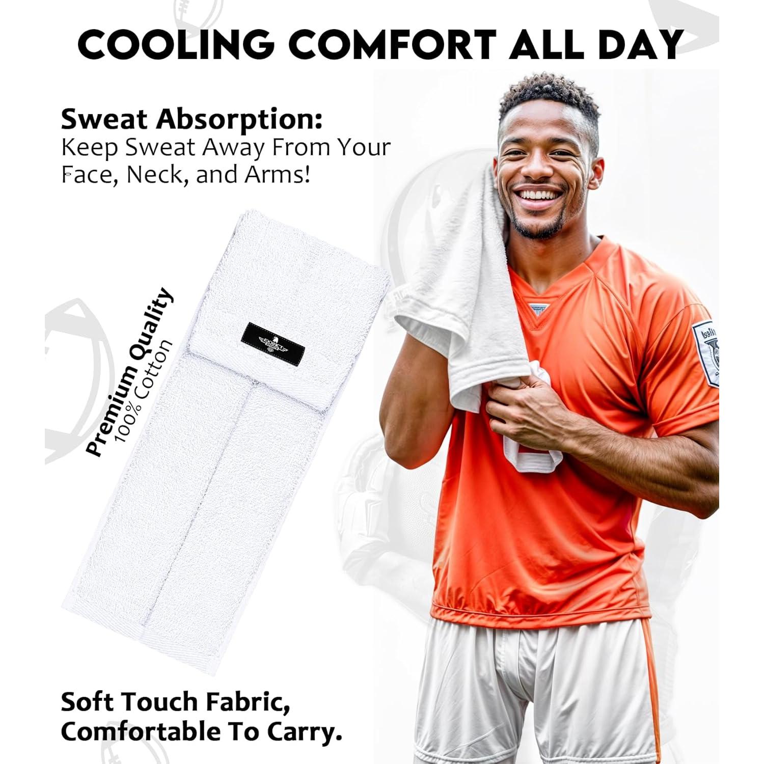 Toalla de Fútbol Exxact Sports Blanca 50.8x10.16cm con Gancho