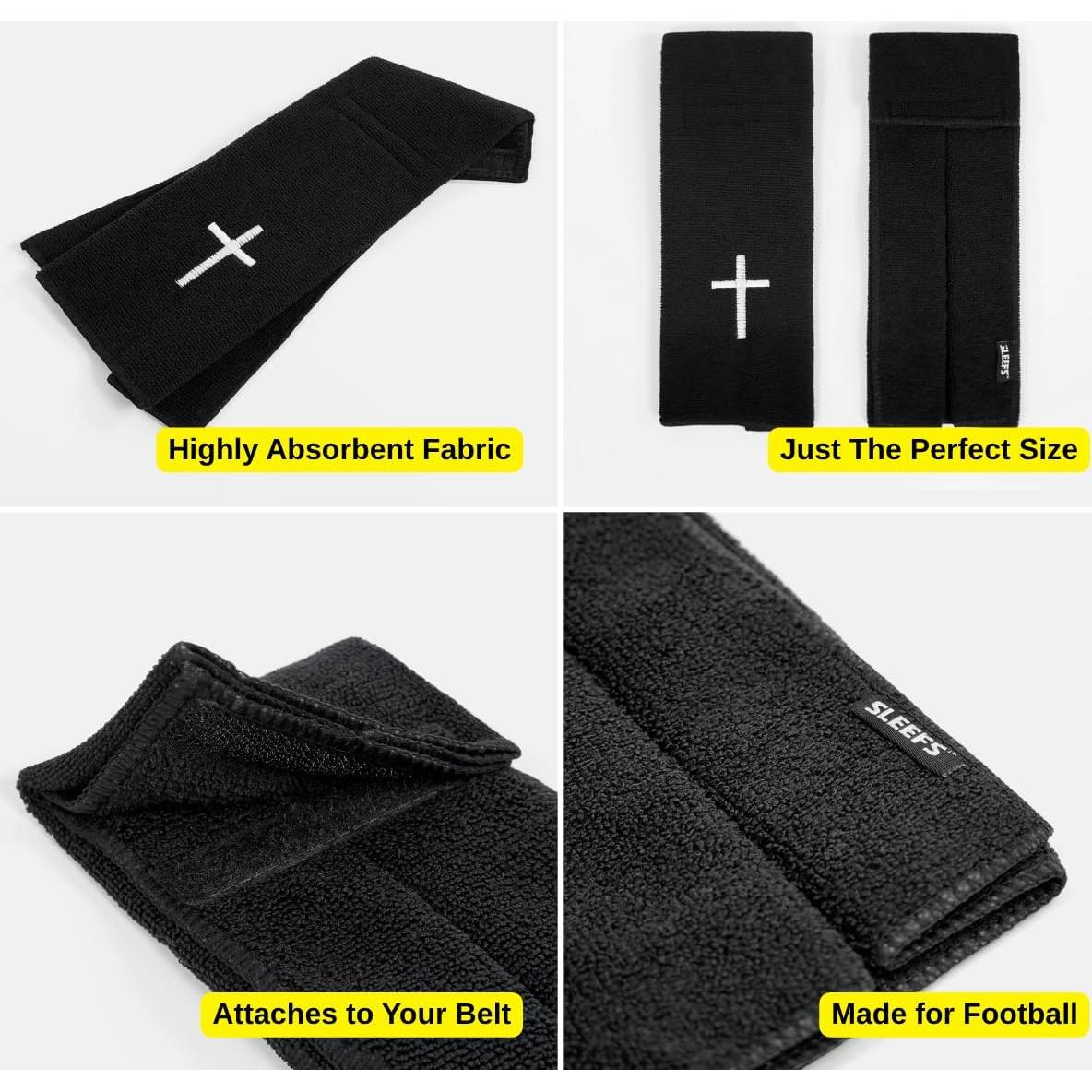 Toalla de Fútbol SLEEFS 100% Algodón Cruz de Fe Negra 36.83x10.16cm