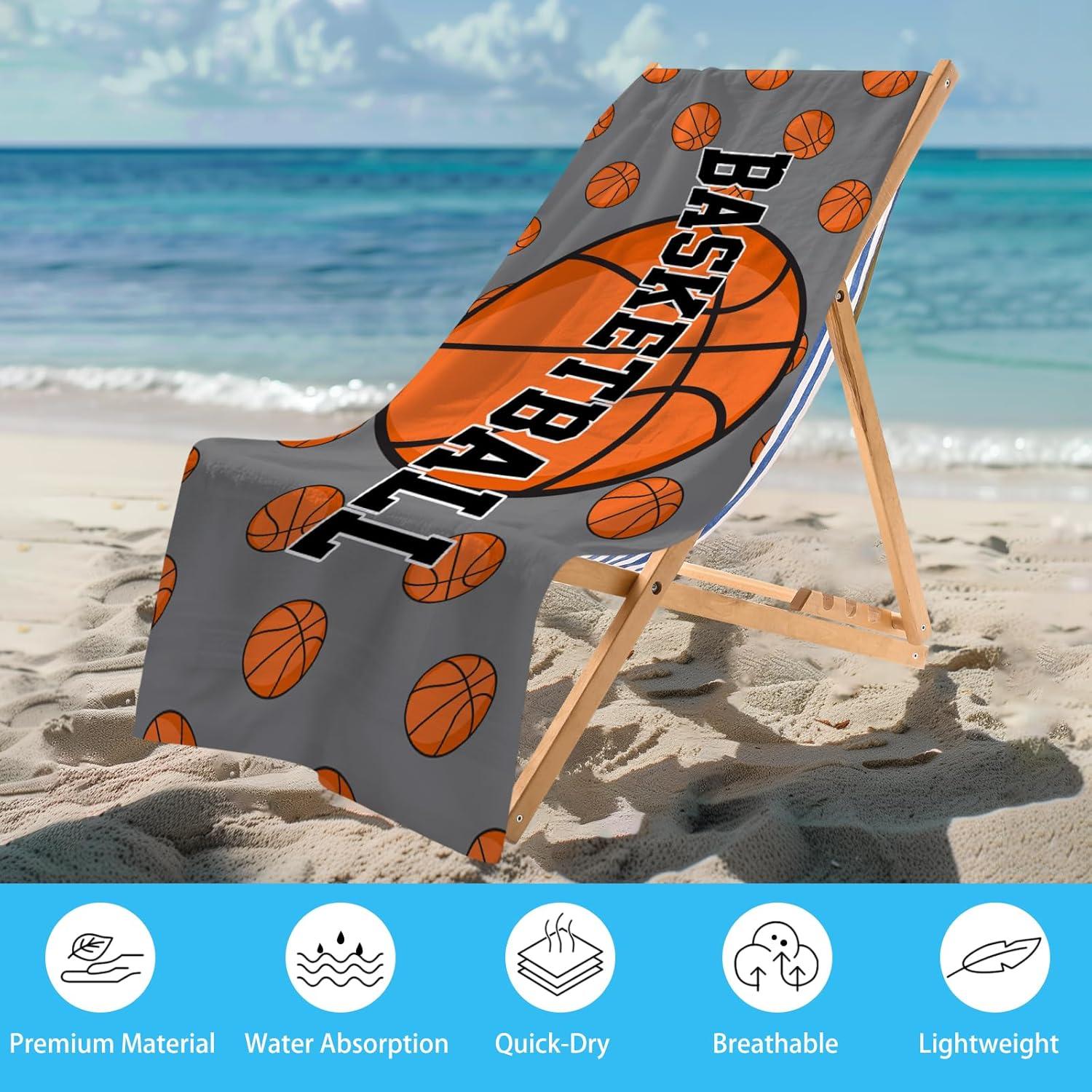 Toalla de Playa Microfibra WZOMT Baloncesto 80x130 cm