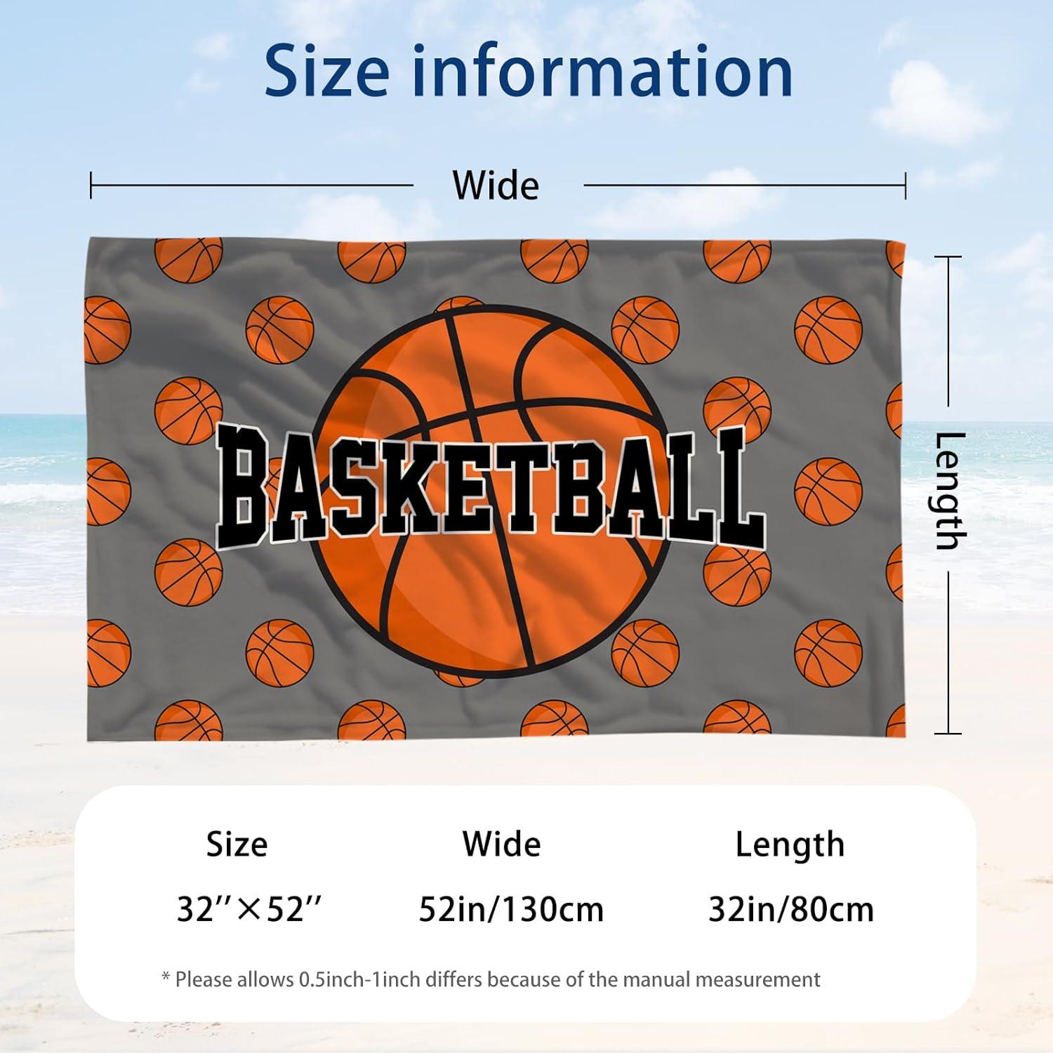 Toalla de Playa Microfibra WZOMT Baloncesto 80x130 cm