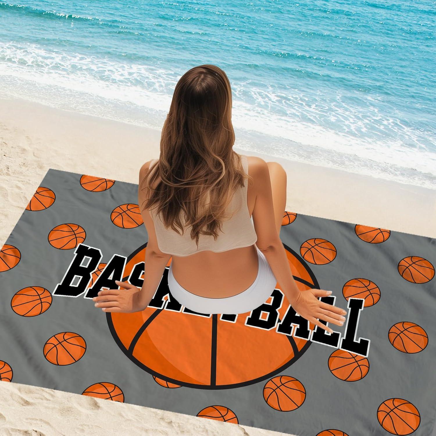 Toalla de Playa Microfibra WZOMT Baloncesto 80x130 cm