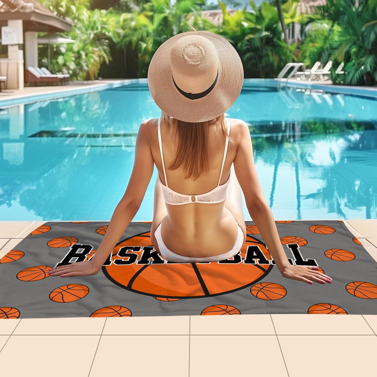 Toalla de Playa Microfibra WZOMT Baloncesto 80x130 cm