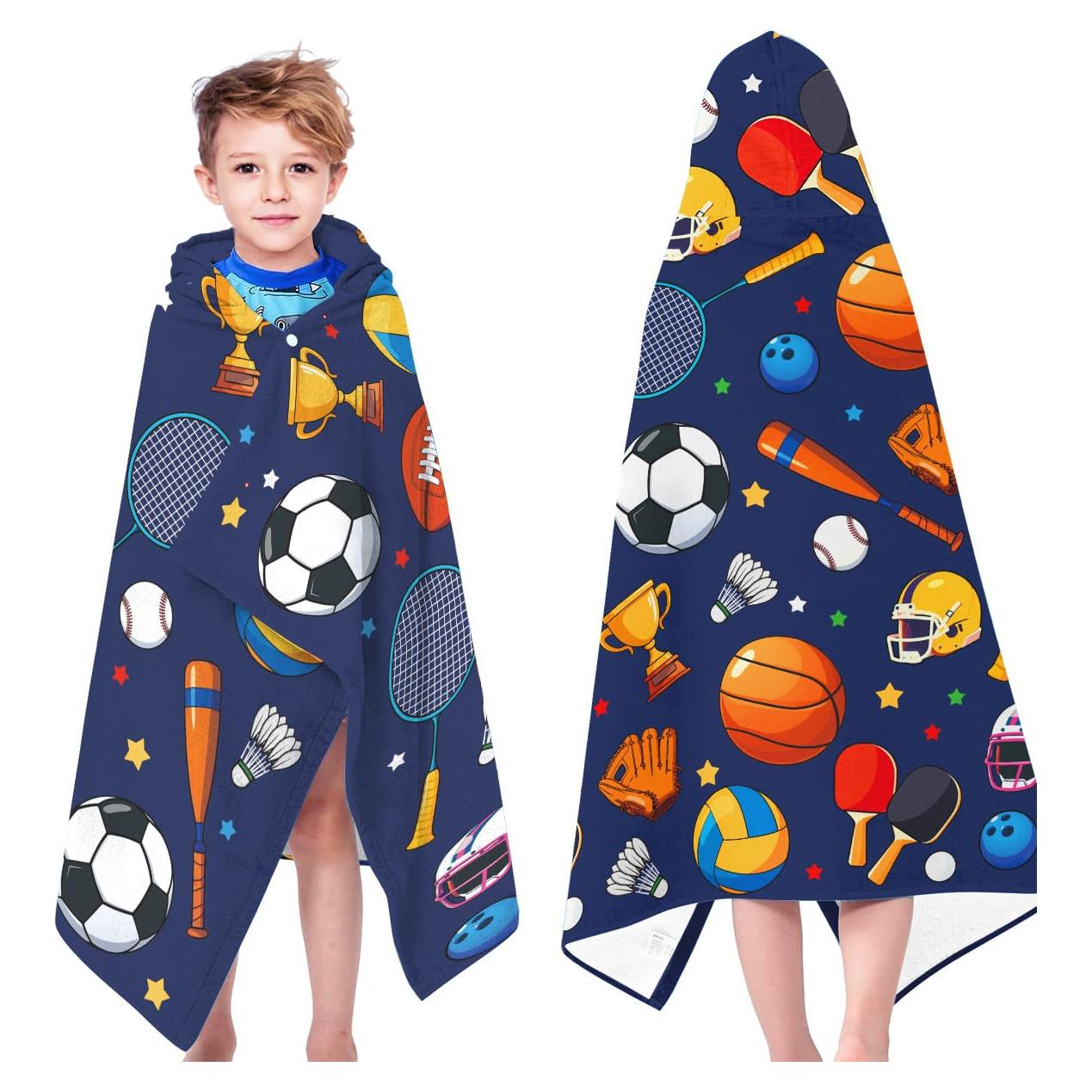 Toalla de Playa HEIFAM para Niños con Balones Deportivos 127x76cm