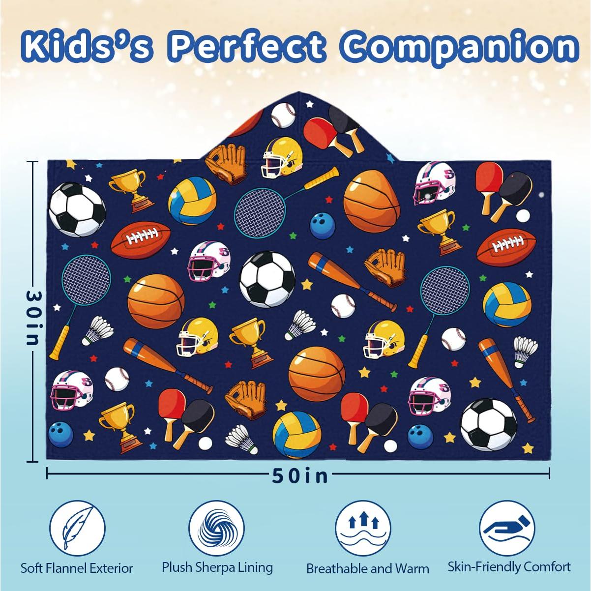 Toalla de Playa HEIFAM para Niños con Balones Deportivos 127x76cm