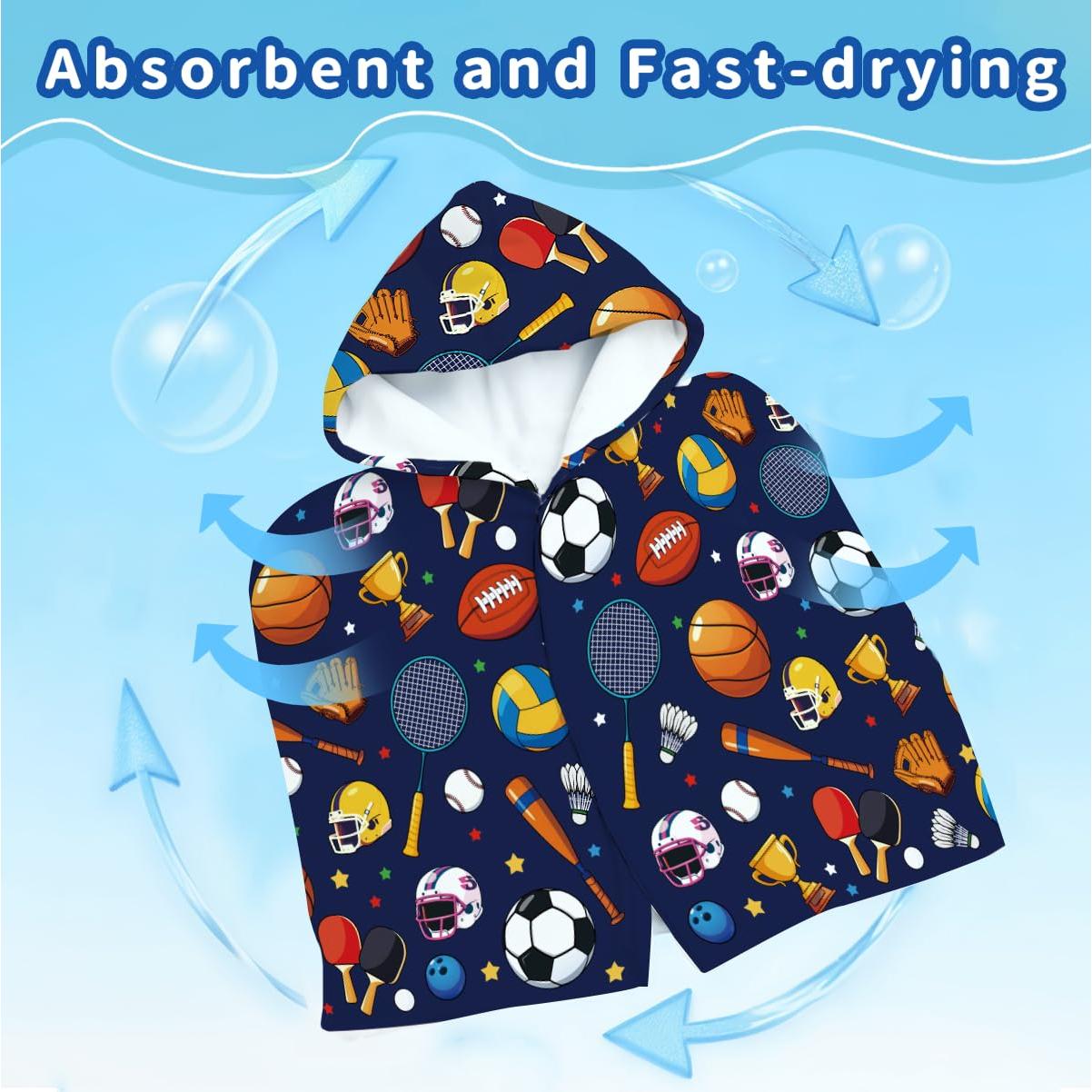 Toalla de Playa HEIFAM para Niños con Balones Deportivos 127x76cm