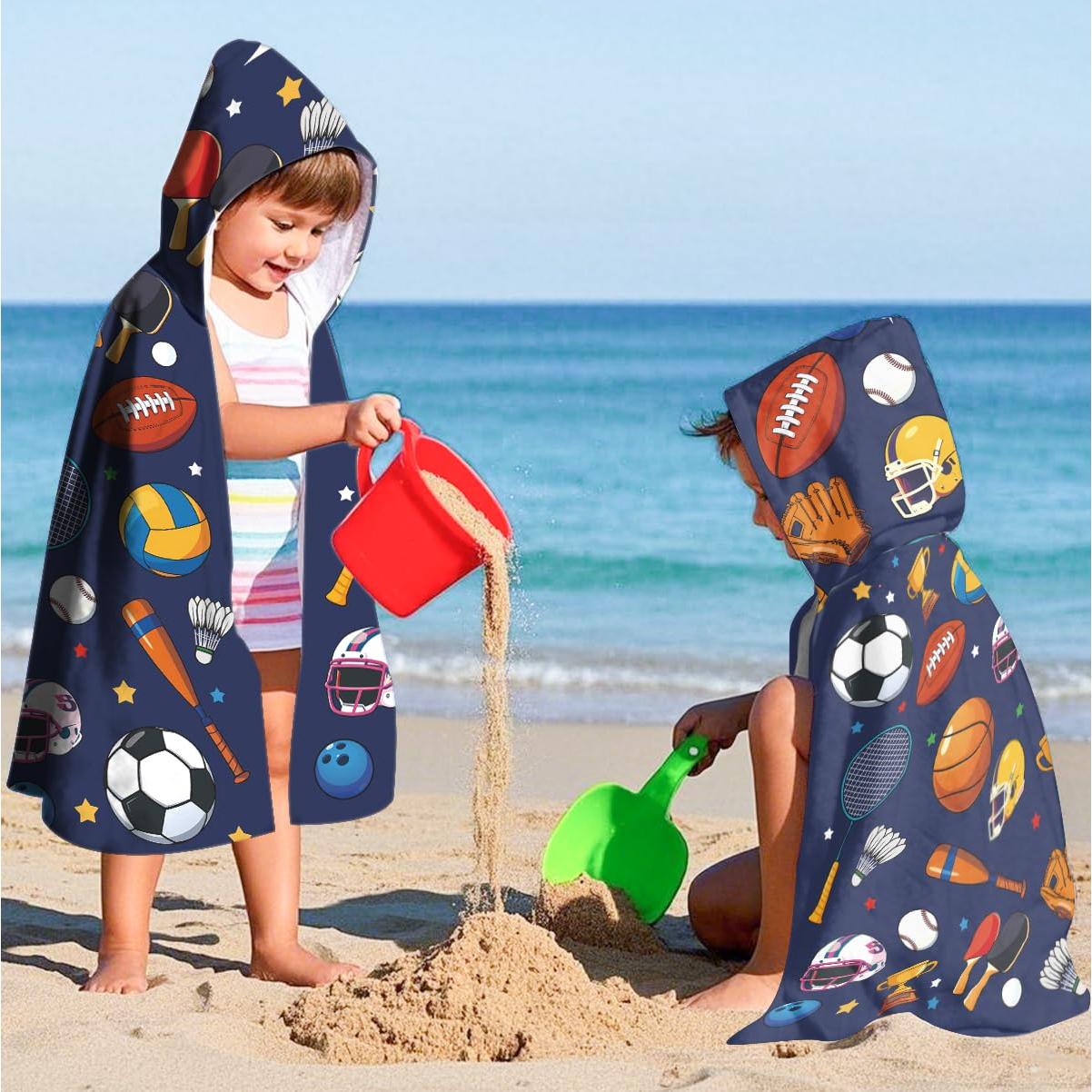 Toalla de Playa HEIFAM para Niños con Balones Deportivos 127x76cm