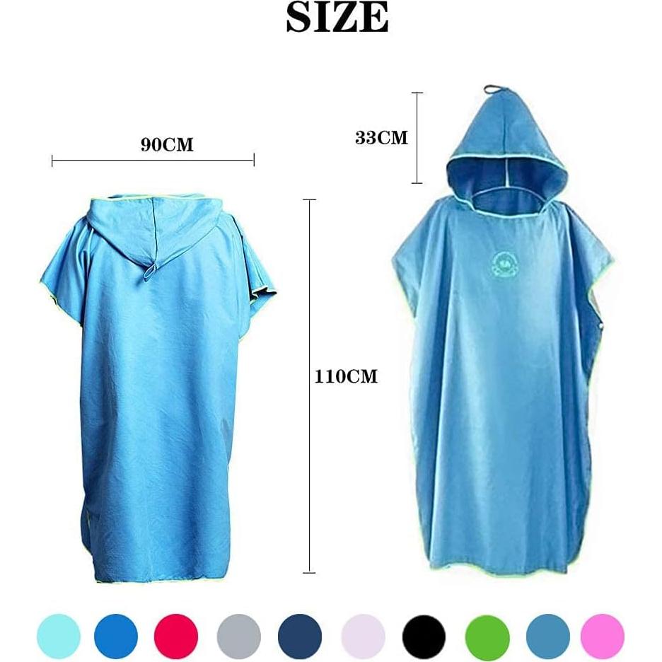 Poncho de Surf Hiturbo Microfibra Azul - Toalla de Playa Secado Rápido