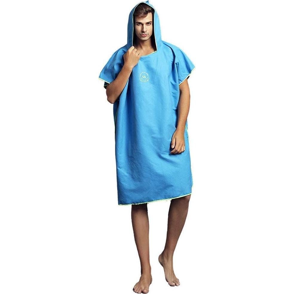 Poncho de Surf Hiturbo Microfibra Azul - Toalla de Playa Secado Rápido
