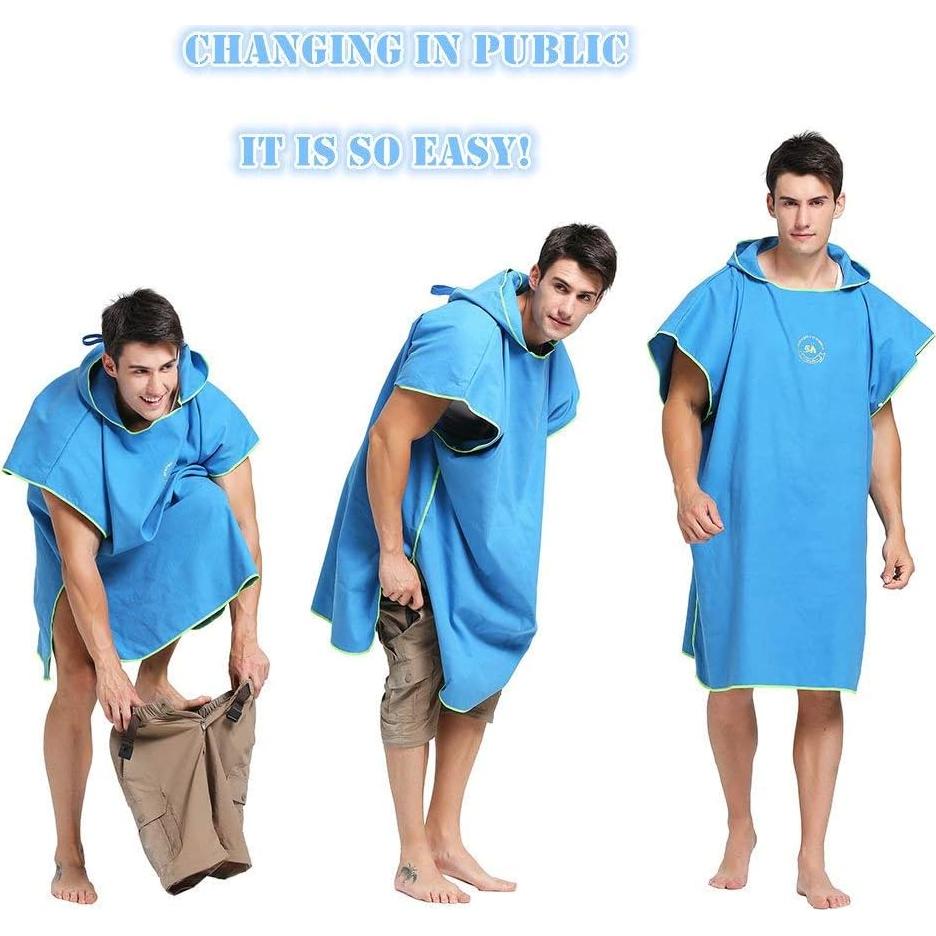 Poncho de Surf Hiturbo Microfibra Azul - Toalla de Playa Secado Rápido