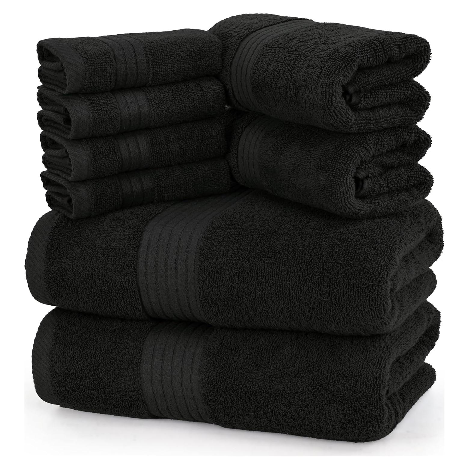 Juego de Toallas Utopia de 8 Piezas 100% Algodón Negro