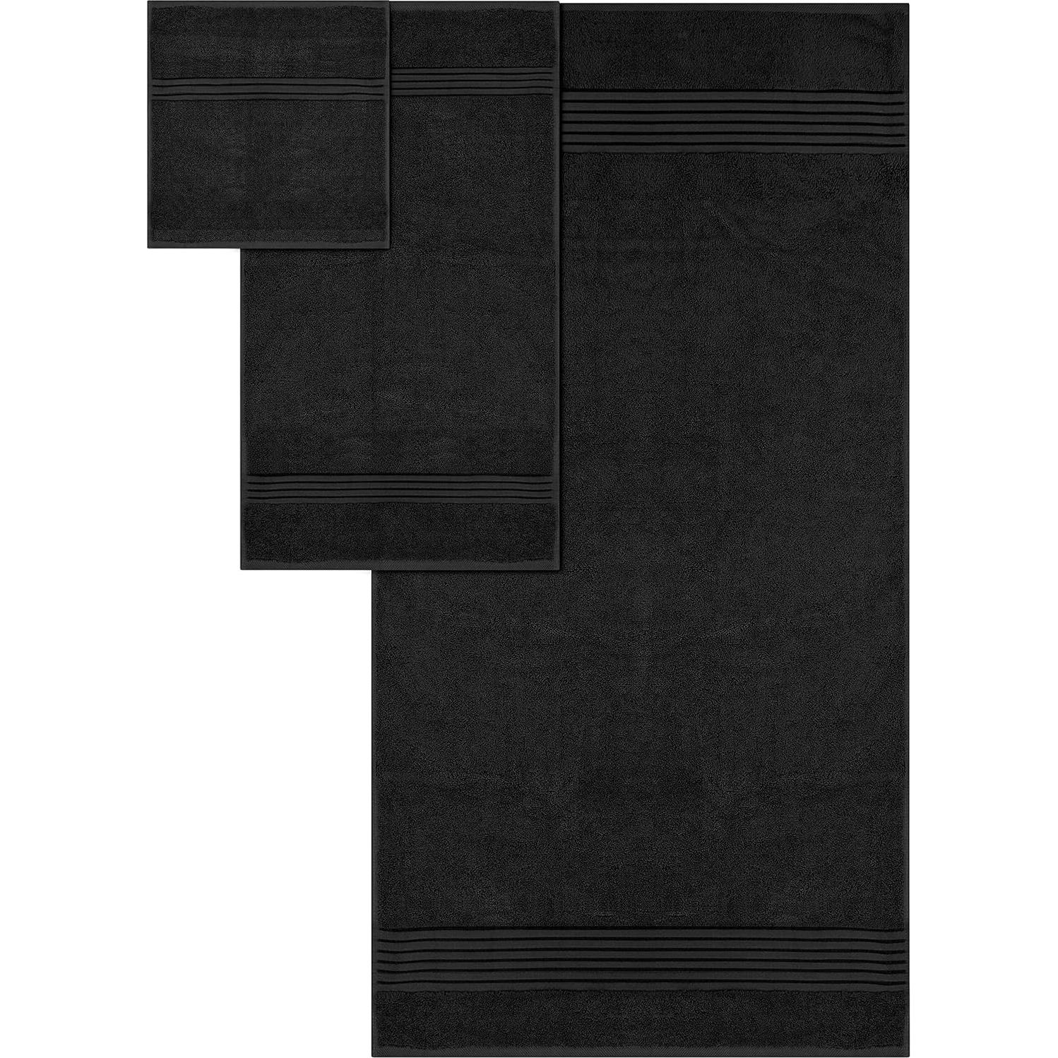 Juego de Toallas Utopia de 8 Piezas 100% Algodón Negro