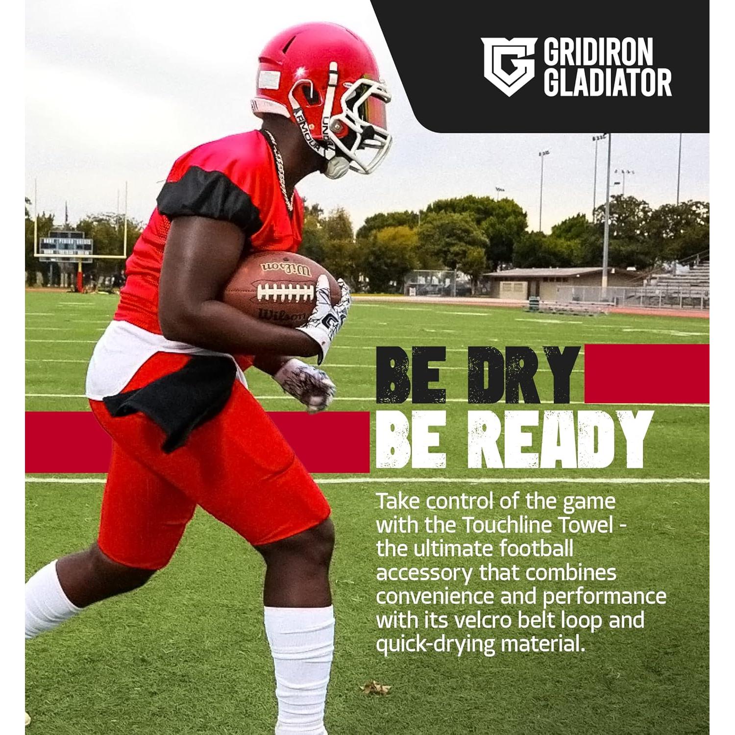 Toalla de Fútbol Gridiron Gladiator 100% Algodón Terry Negra 38.1x30.5cm