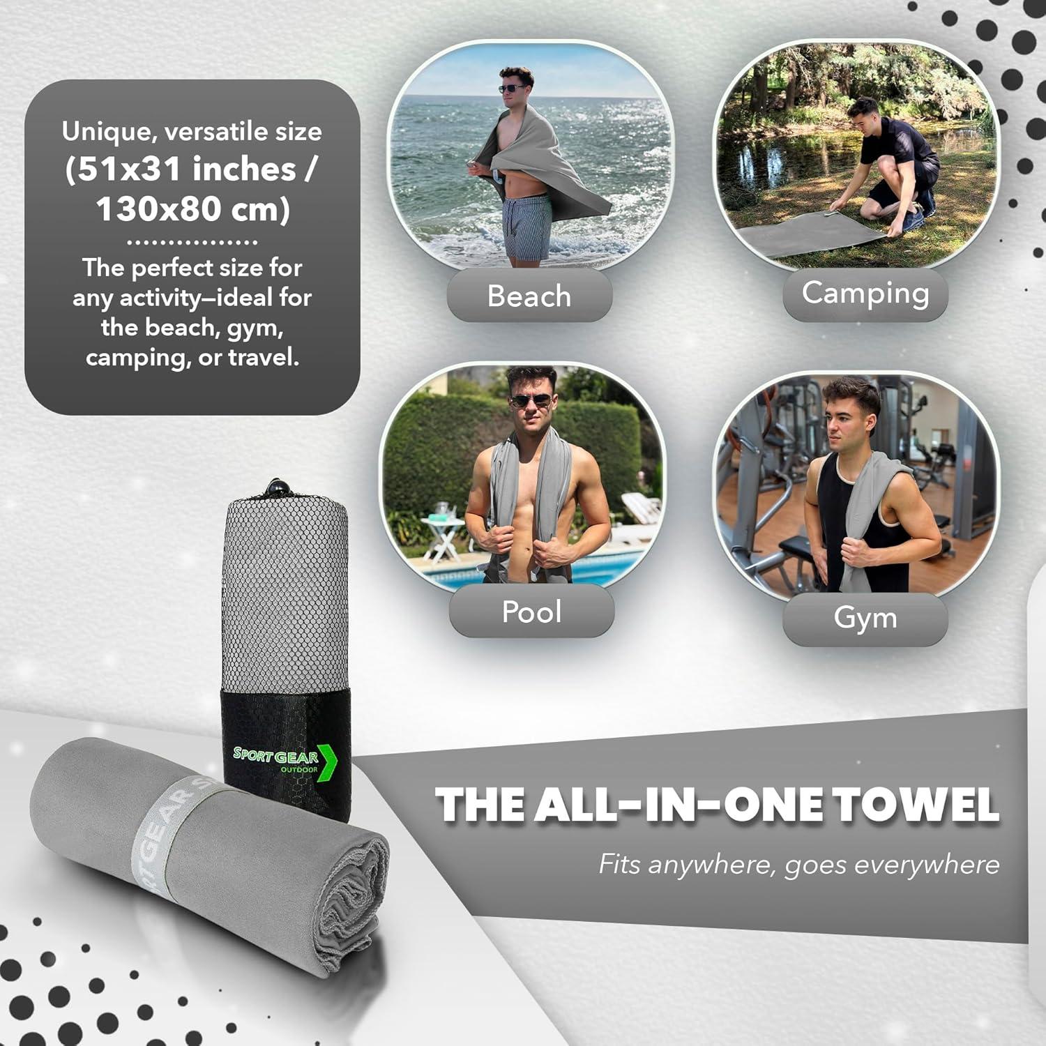 Toalla de Microfibra Sport Gear Liso 130x80cm Secado Rápido