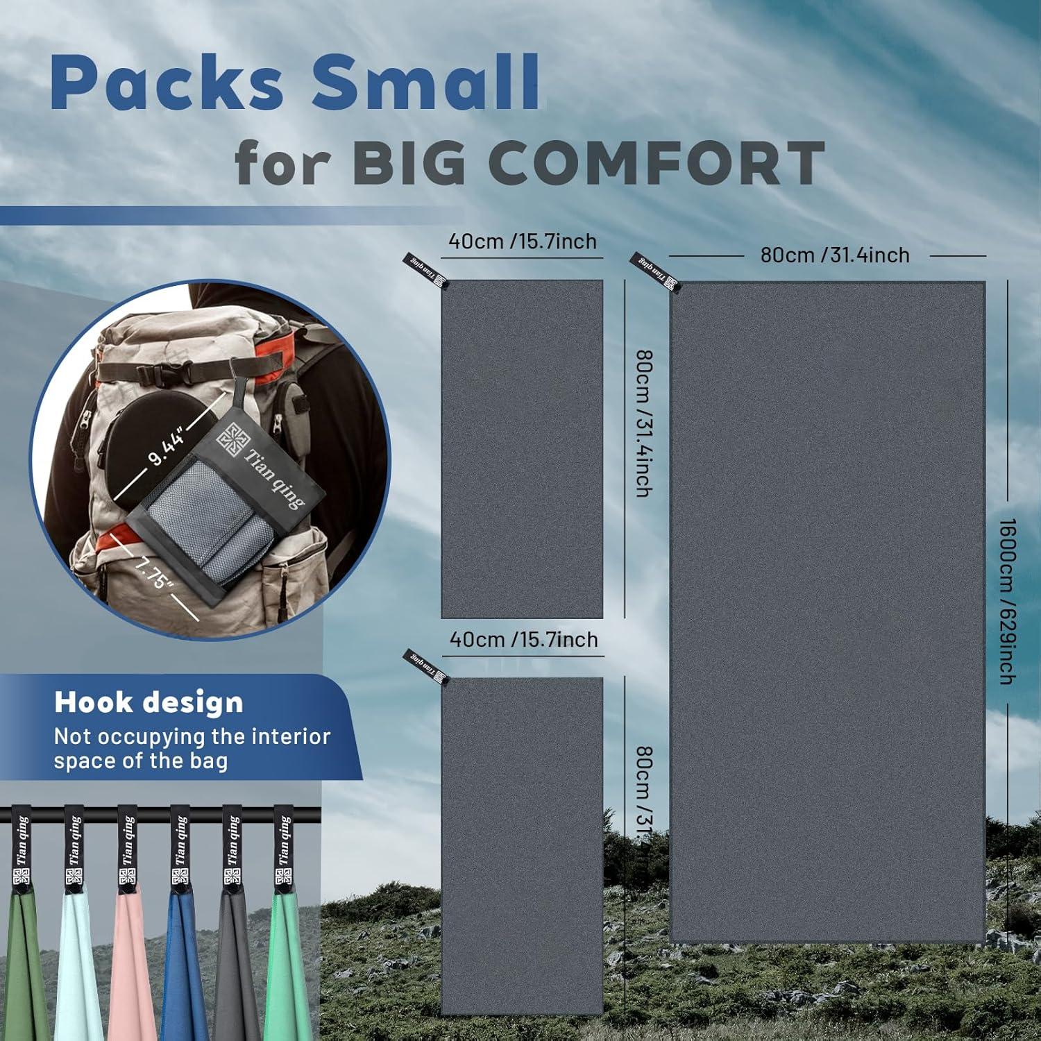 Juego de Toallas de Microfibra Tian Qing 3 Piezas Secado Rápido