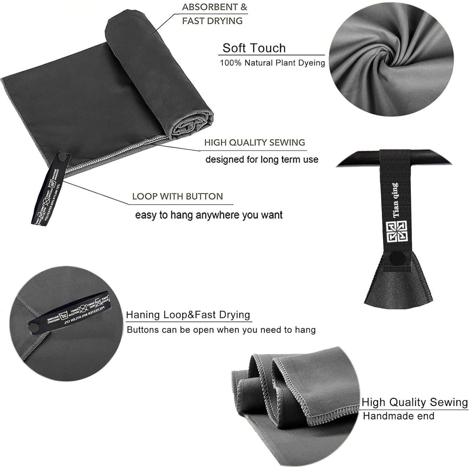 Juego de Toallas de Microfibra Tian Qing 3 Piezas Secado Rápido