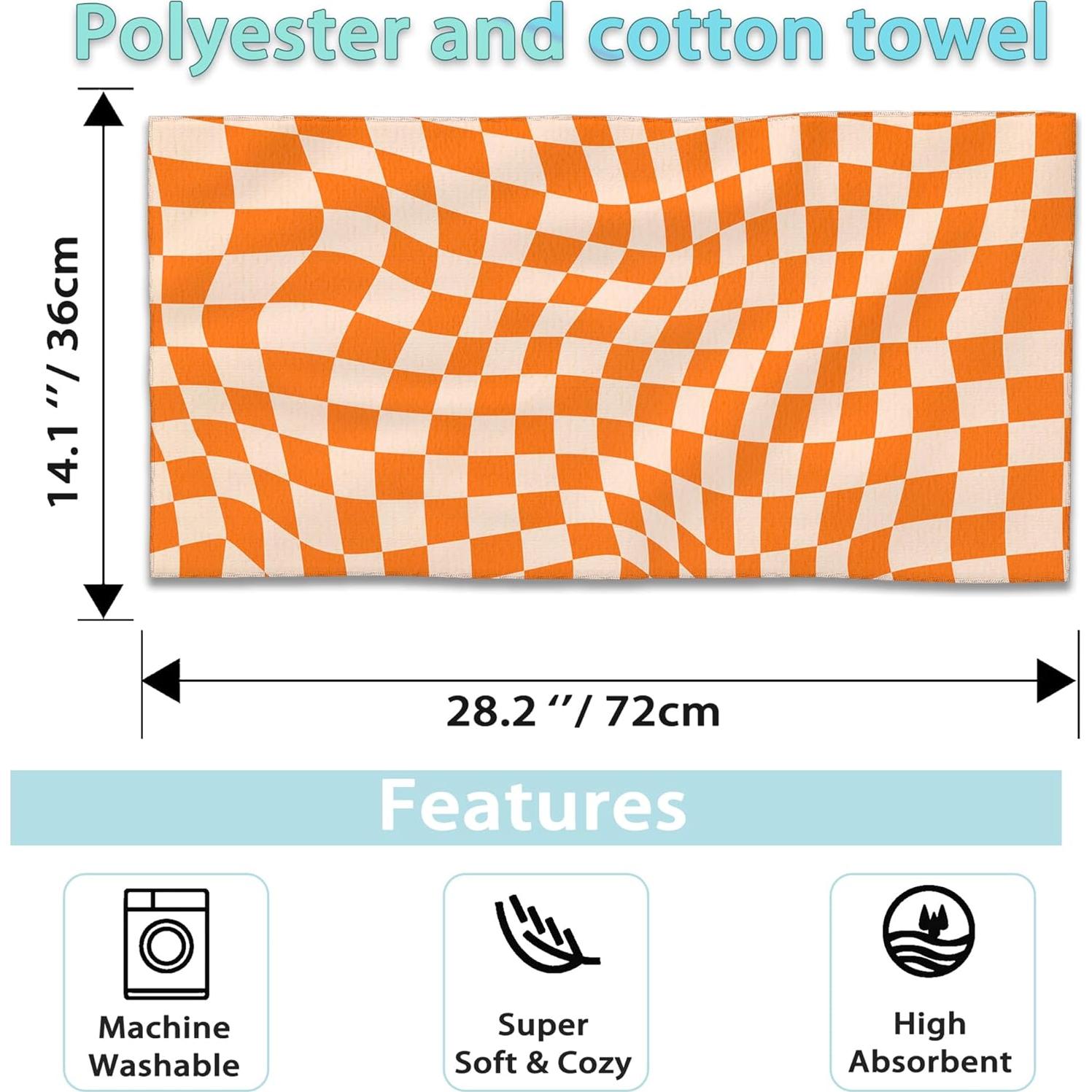 Juego de 2 Toallas de Mano CXULIN Microfibra Retro Naranja 71x36cm