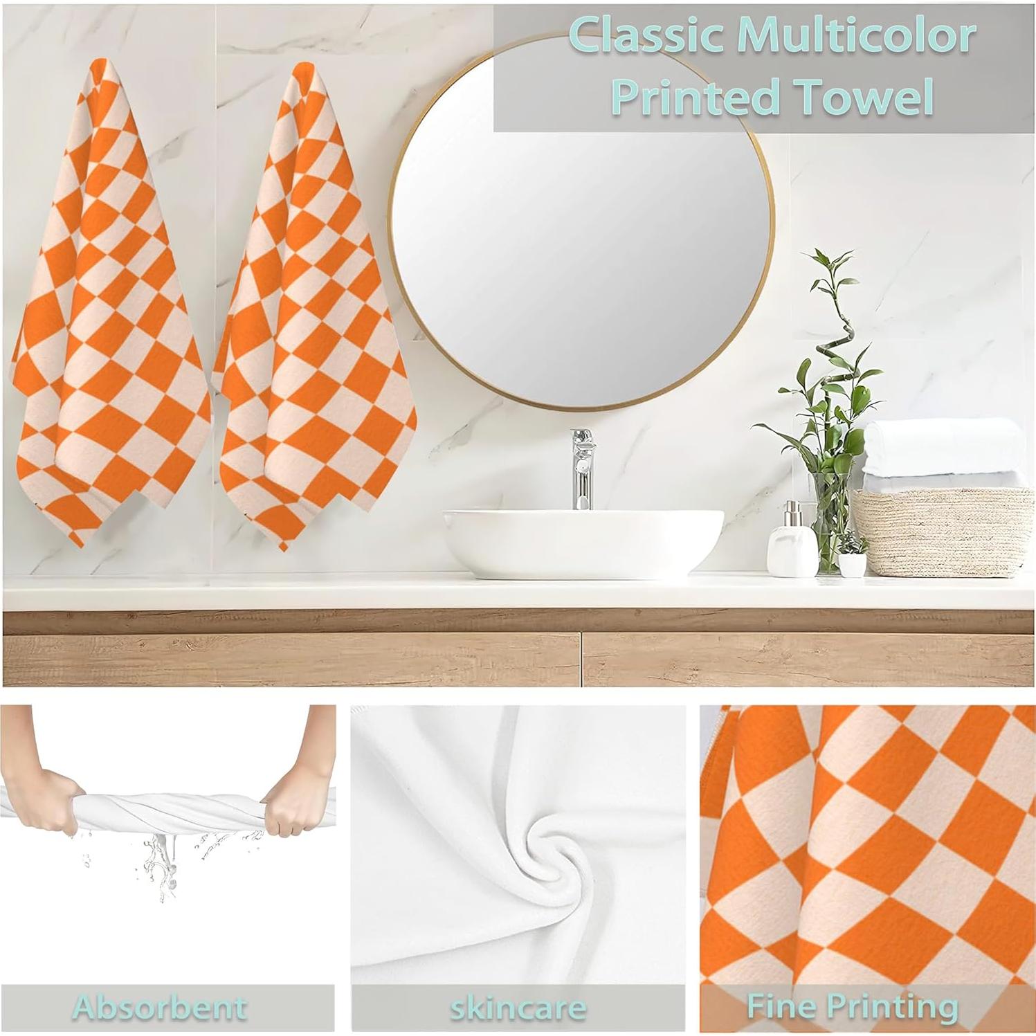 Juego de 2 Toallas de Mano CXULIN Microfibra Retro Naranja 71x36cm