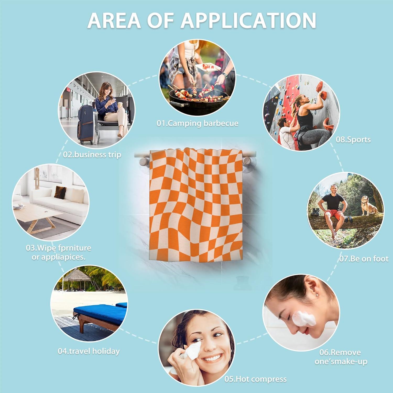 Juego de 2 Toallas de Mano CXULIN Microfibra Retro Naranja 71x36cm