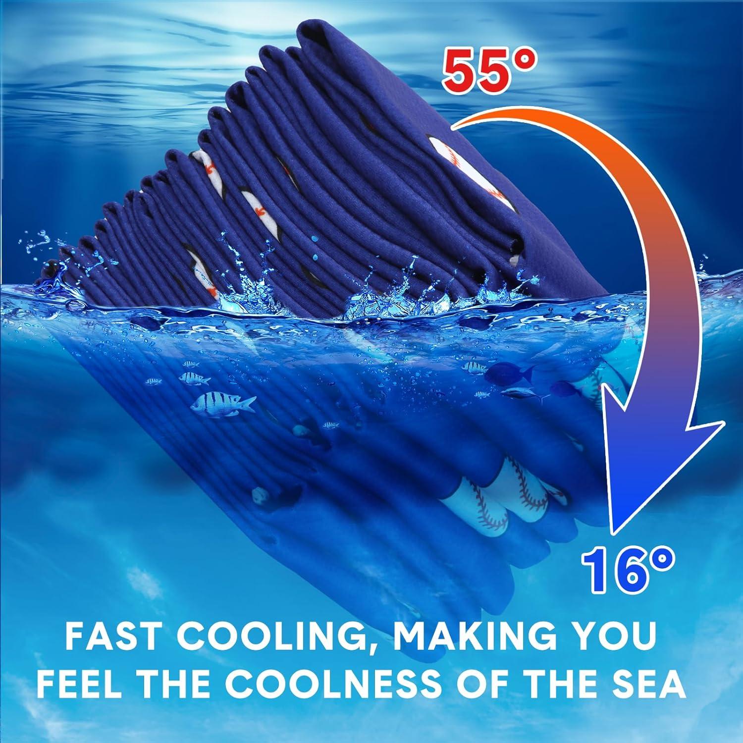 12 Toallas Enfriadoras FuWeave Microfibra 101.6x30.5cm Béisbol