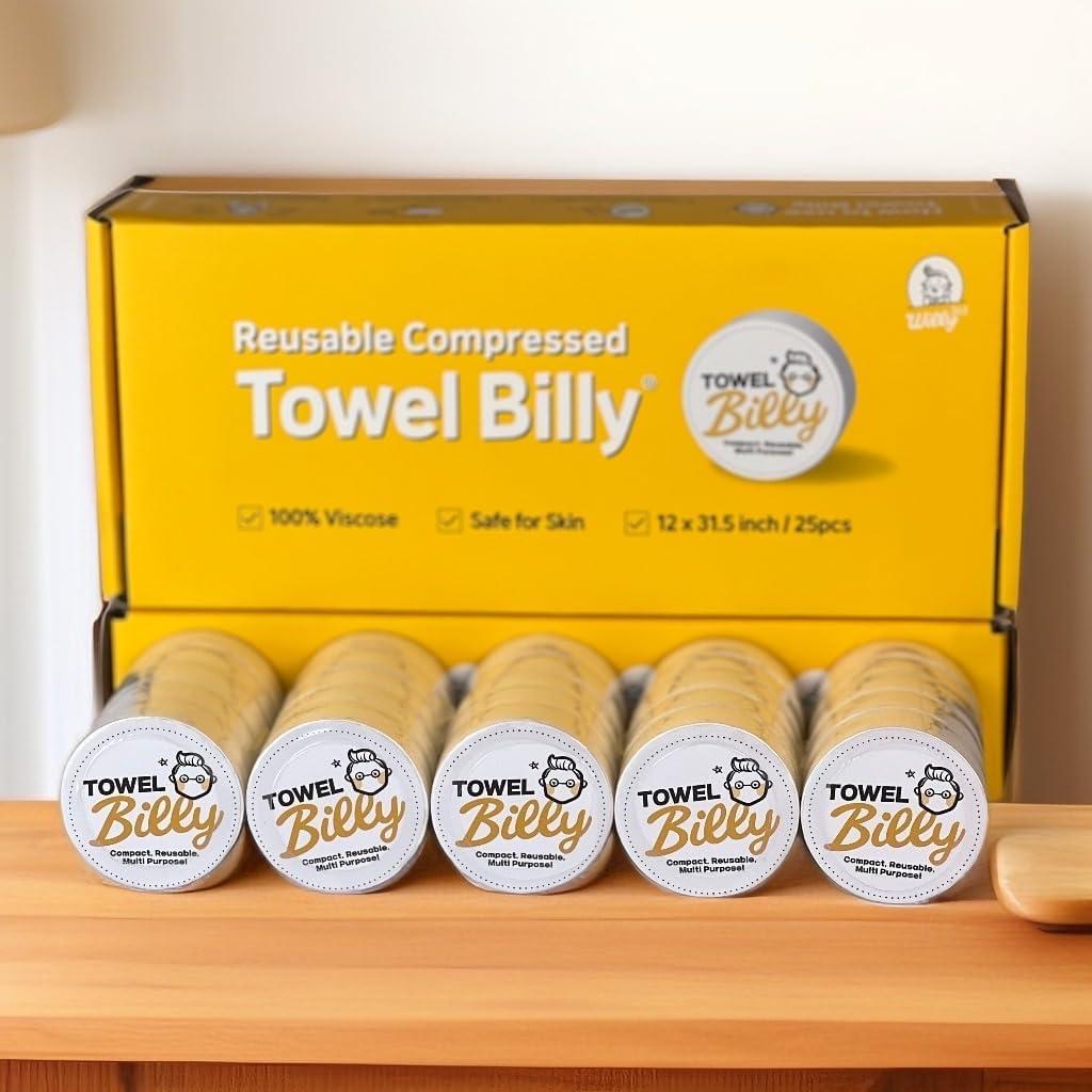 Toallas Comprimidas Desechables Billy 25PCS 100% Viscosa Grande