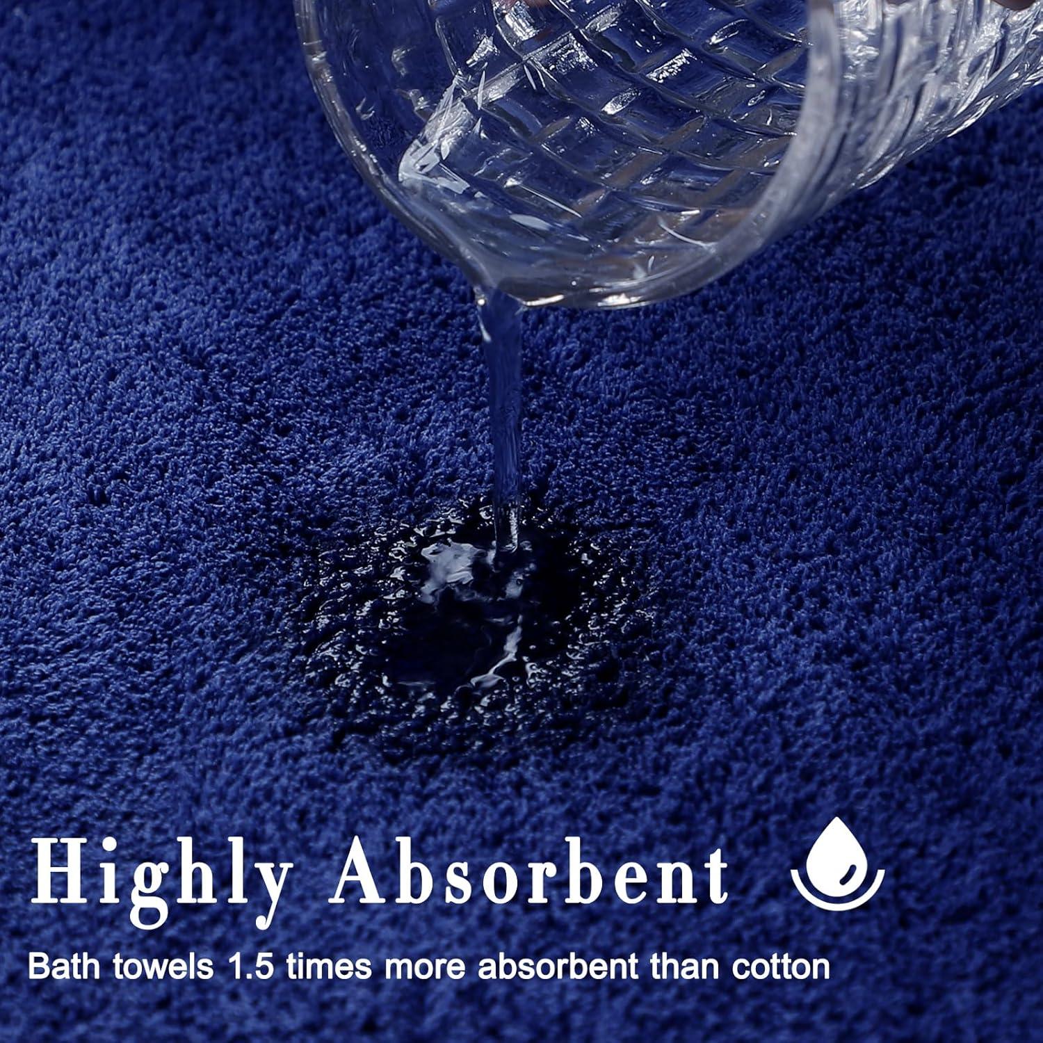 Juego de 2 Toallas de Baño SEISSO 89x160 cm Azul Marino