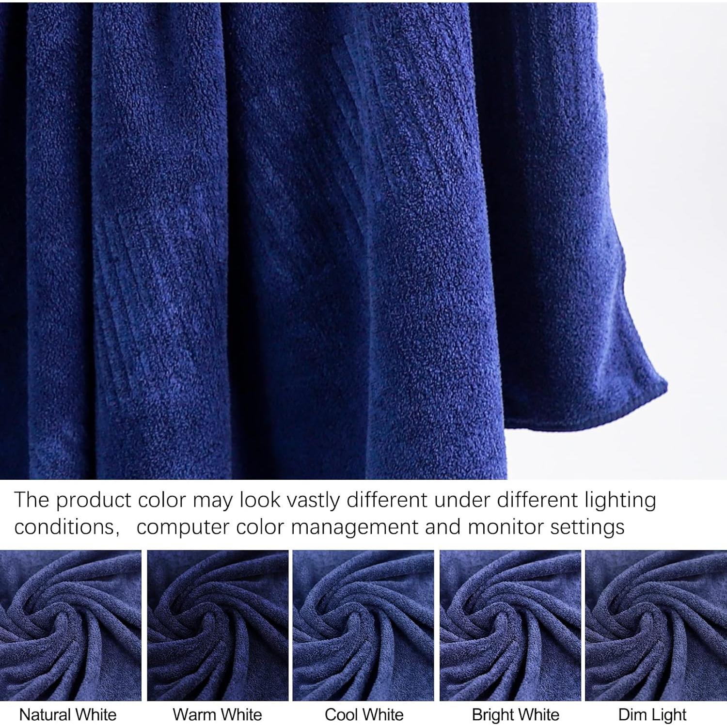 Juego de 2 Toallas de Baño SEISSO 89x160 cm Azul Marino