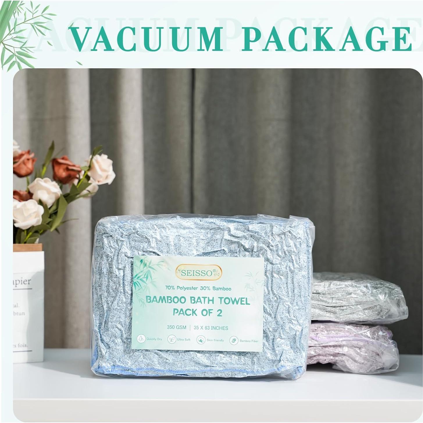 Juego de 2 Toallas de Baño SEISSO 89x160 cm Azul Marino