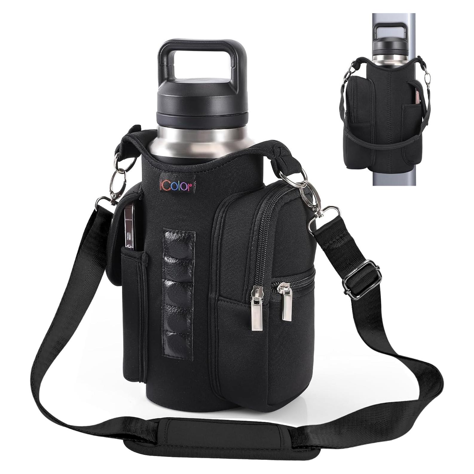 icolor Bolsa de Gimnasio Magnética Portabotellas con Bolsillos