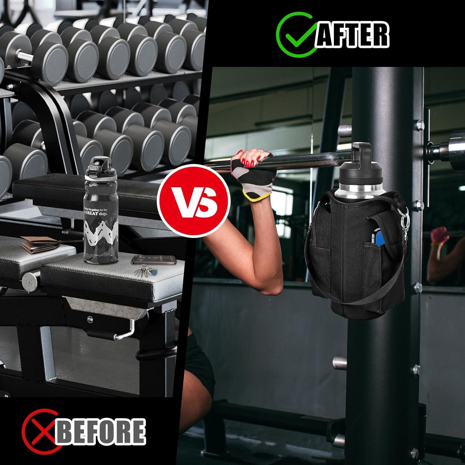 icolor Bolsa de Gimnasio Magnética Portabotellas con Bolsillos