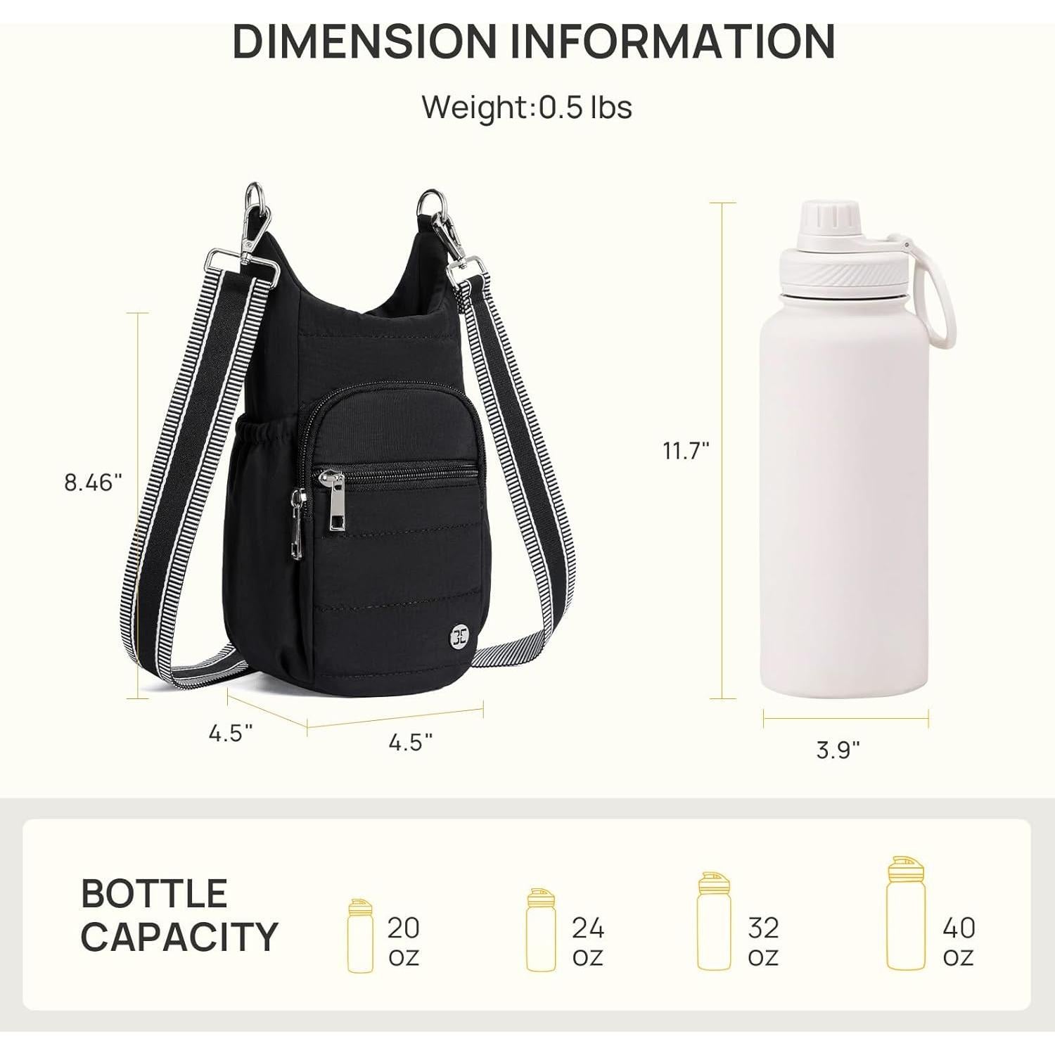 Soporte para Botella de Agua Telena Bandolera Acolchada Negro