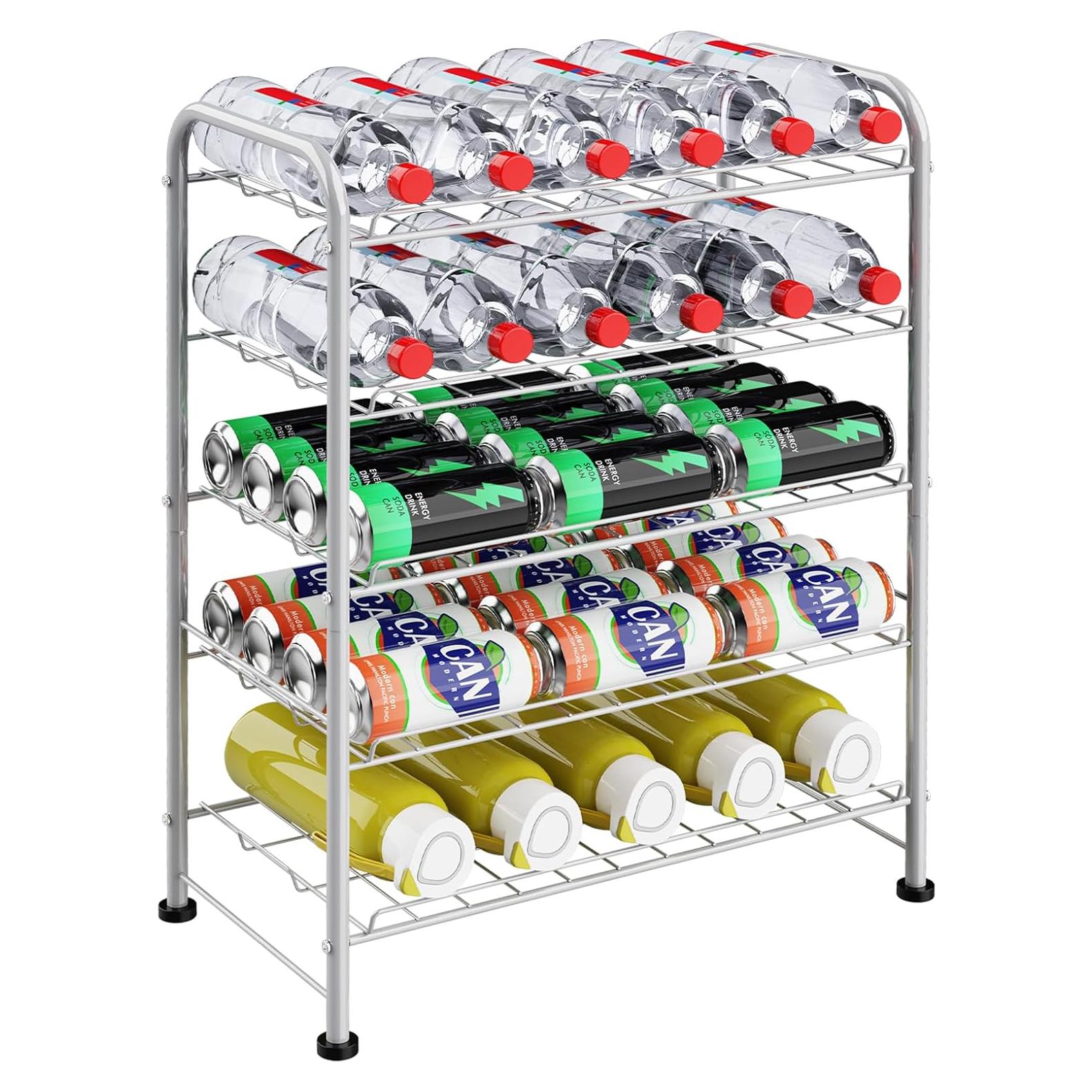 Organizador de Botellas de Agua OYEAL 5 Niveles Plata 30 Botellas