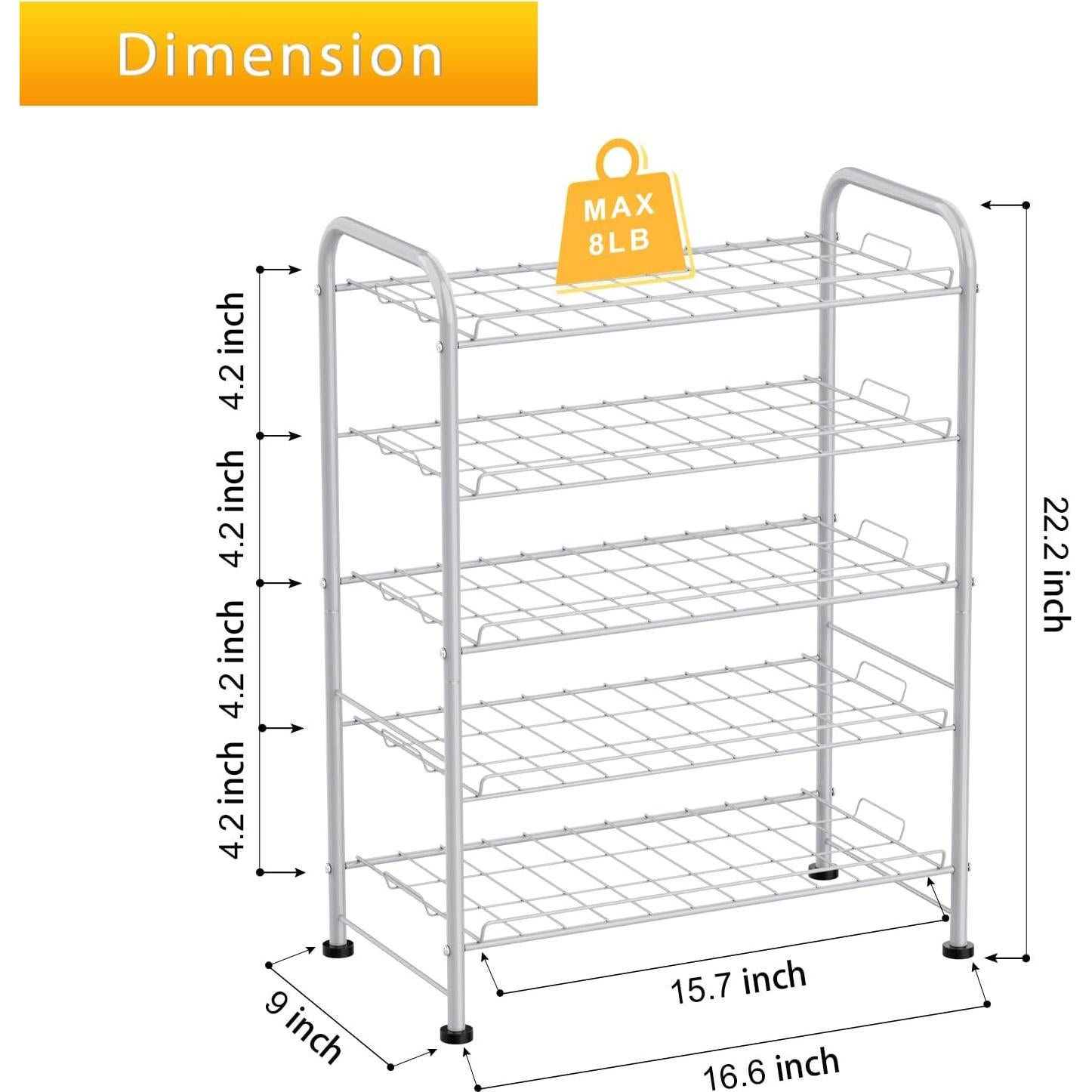 Organizador de Botellas de Agua OYEAL 5 Niveles Plata 30 Botellas