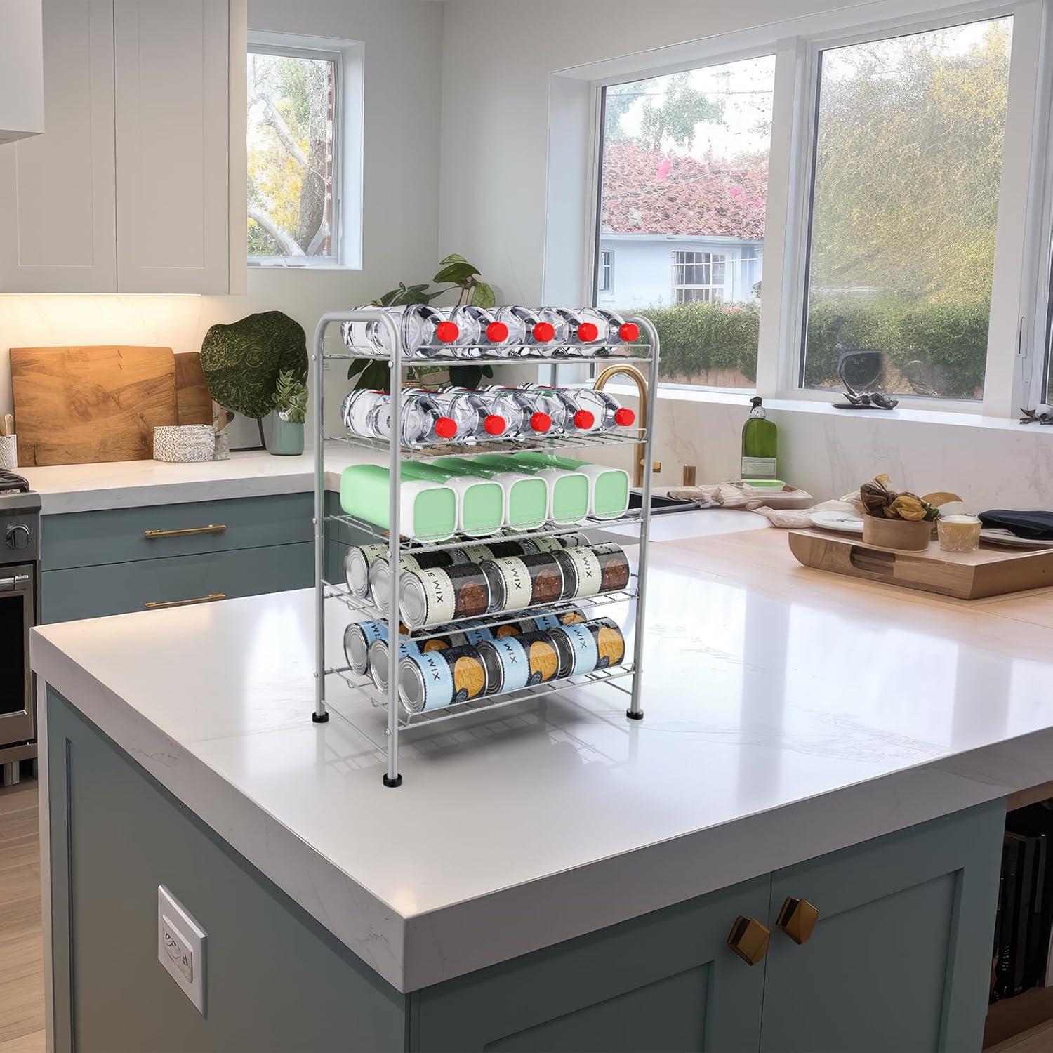 Organizador de Botellas de Agua OYEAL 5 Niveles Plata 30 Botellas