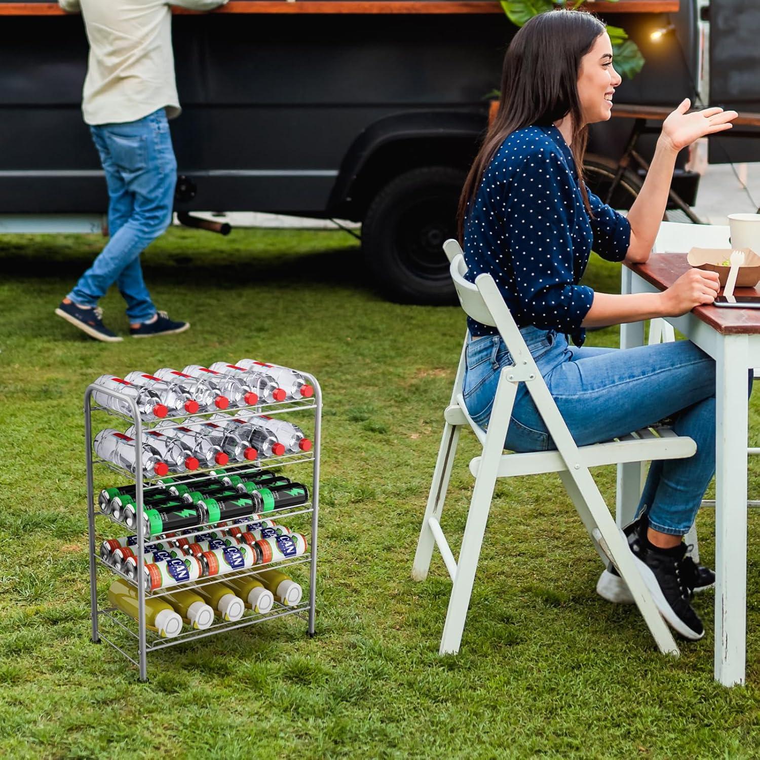 Organizador de Botellas de Agua OYEAL 5 Niveles Plata 30 Botellas
