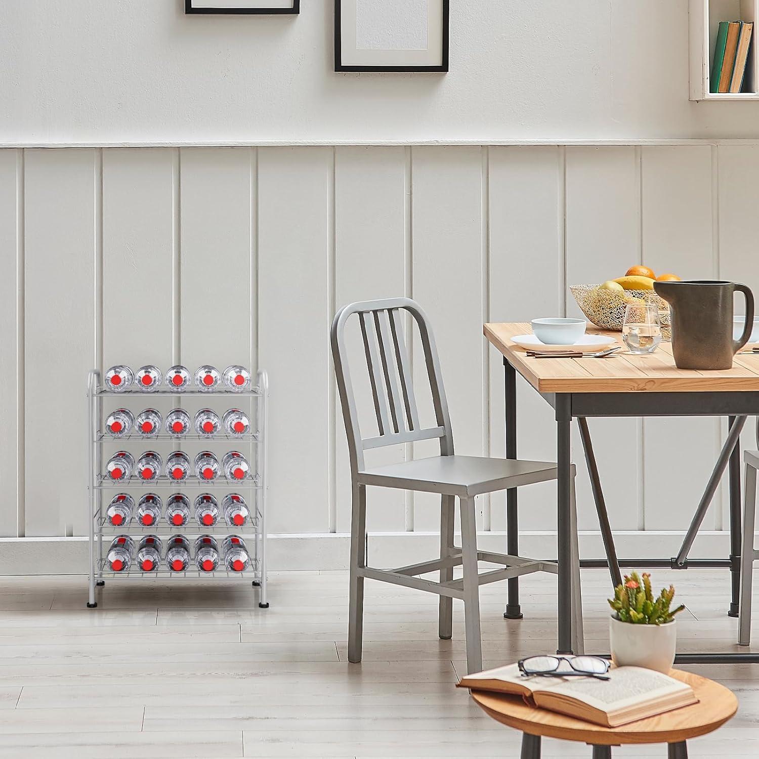 Organizador de Botellas de Agua OYEAL 5 Niveles Plata 30 Botellas