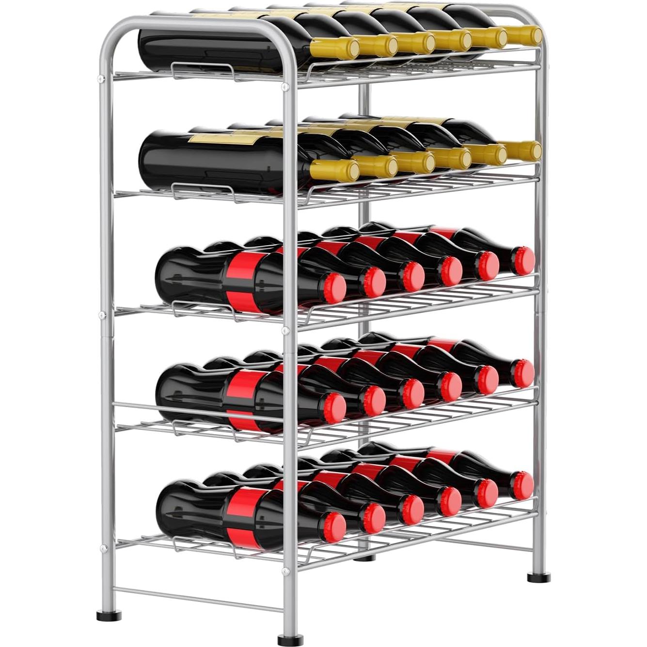 Organizador de Botellas de Agua OYEAL 5 Niveles Plata 30 Botellas