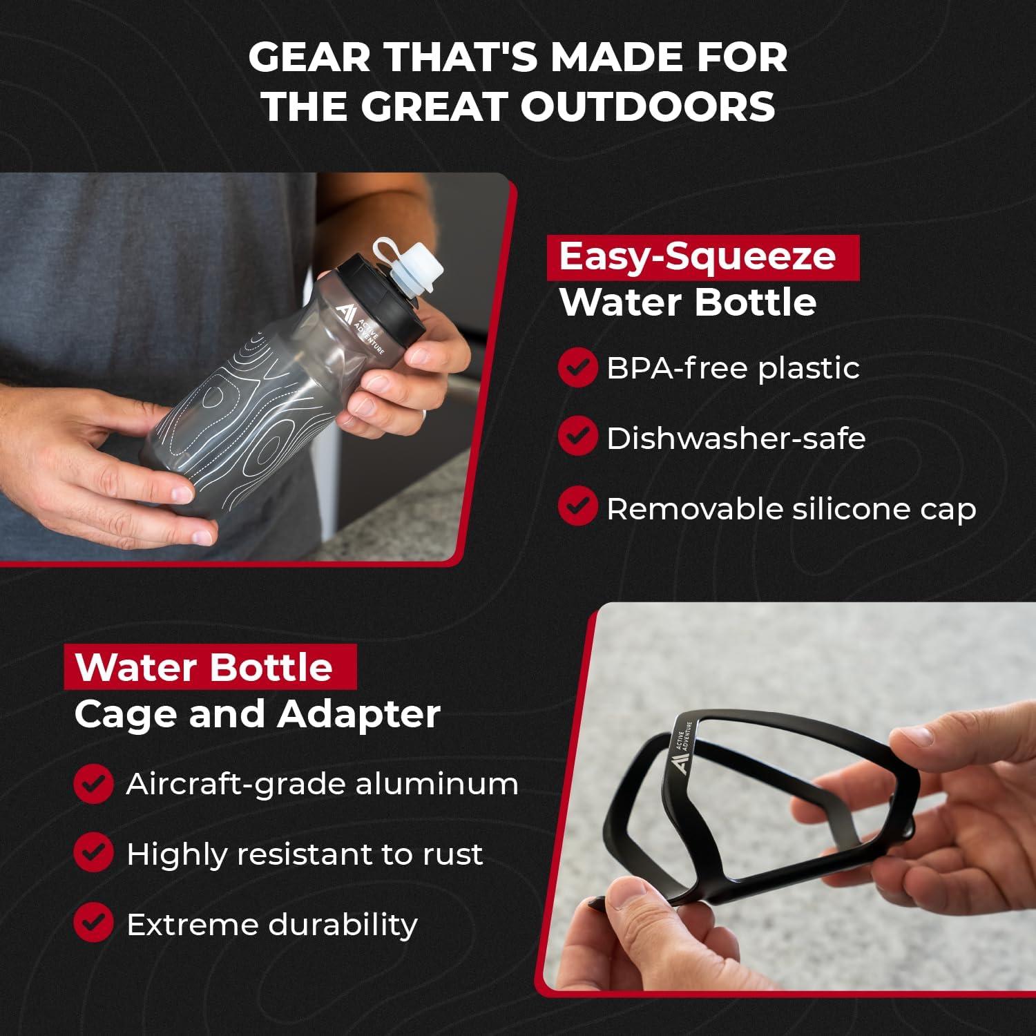 Soporte para Botella de Agua Active Adventure 3 en 1 Negro