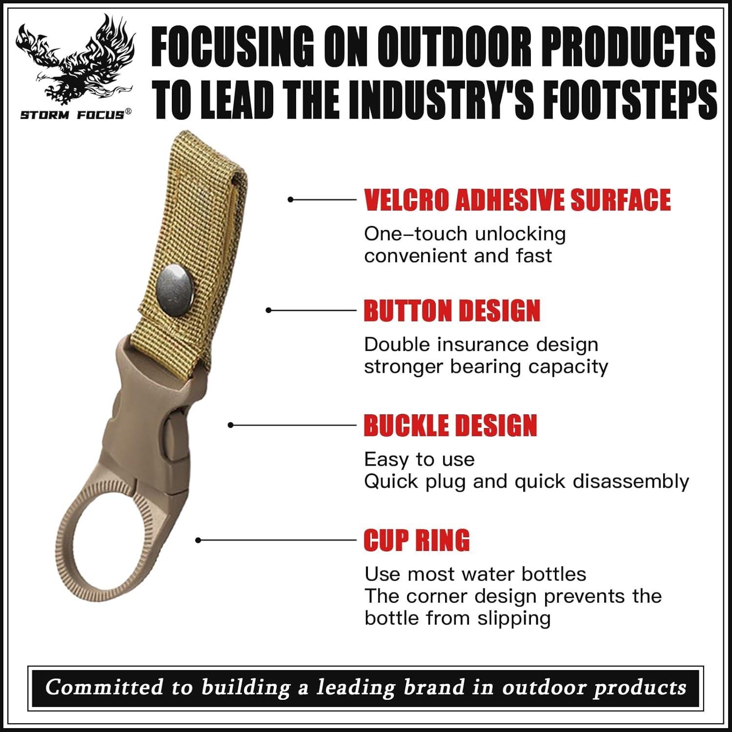 4 Clips para Botella de Agua STORM FOCUS Nylon Táctico