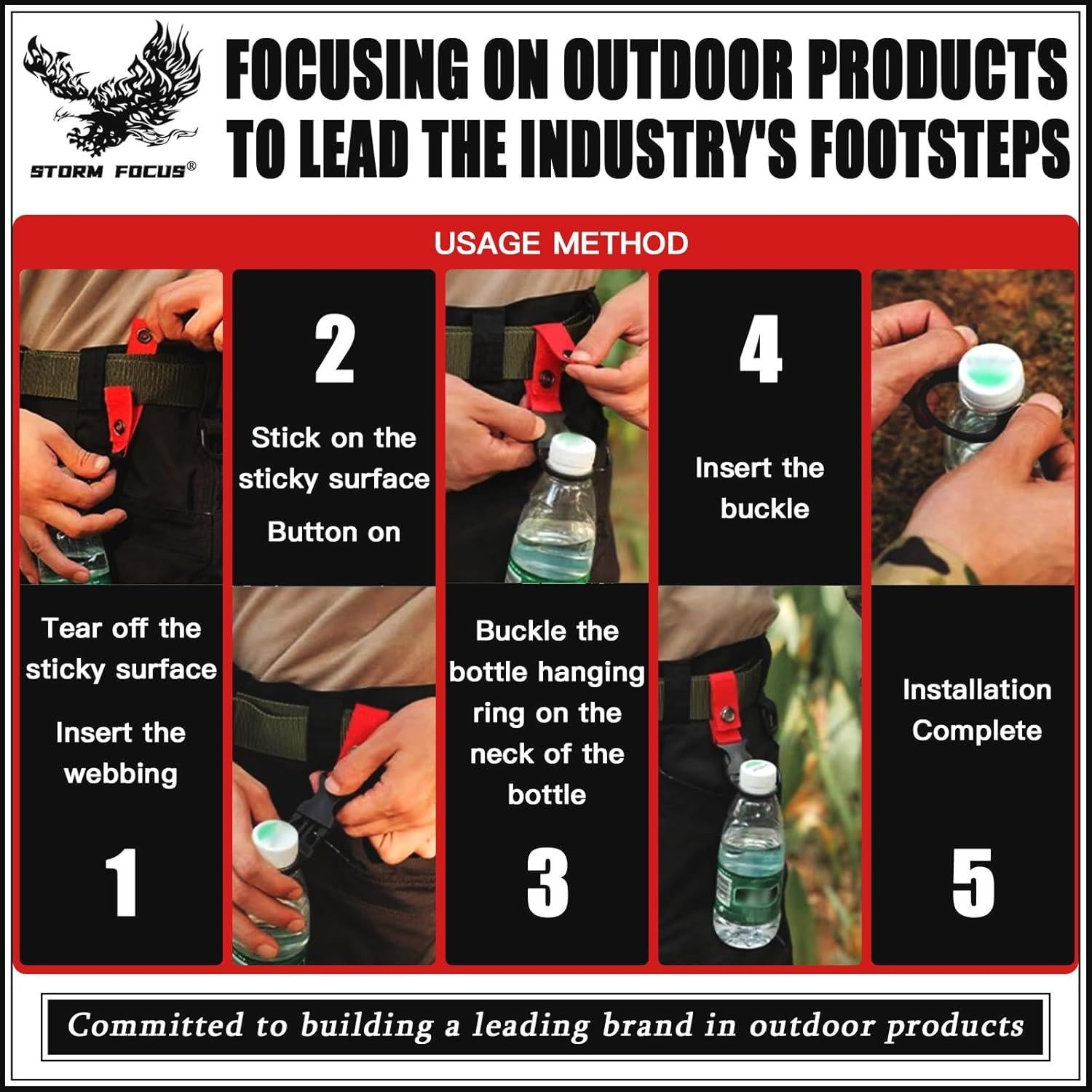 4 Clips para Botella de Agua STORM FOCUS Nylon Táctico