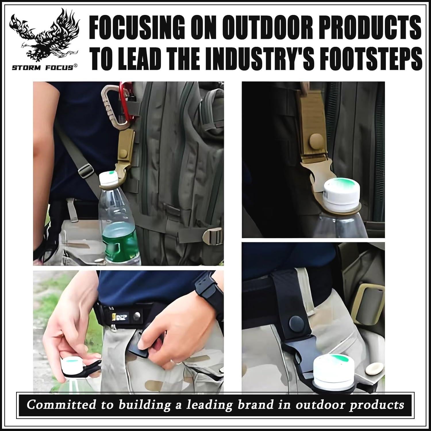 4 Clips para Botella de Agua STORM FOCUS Nylon Táctico