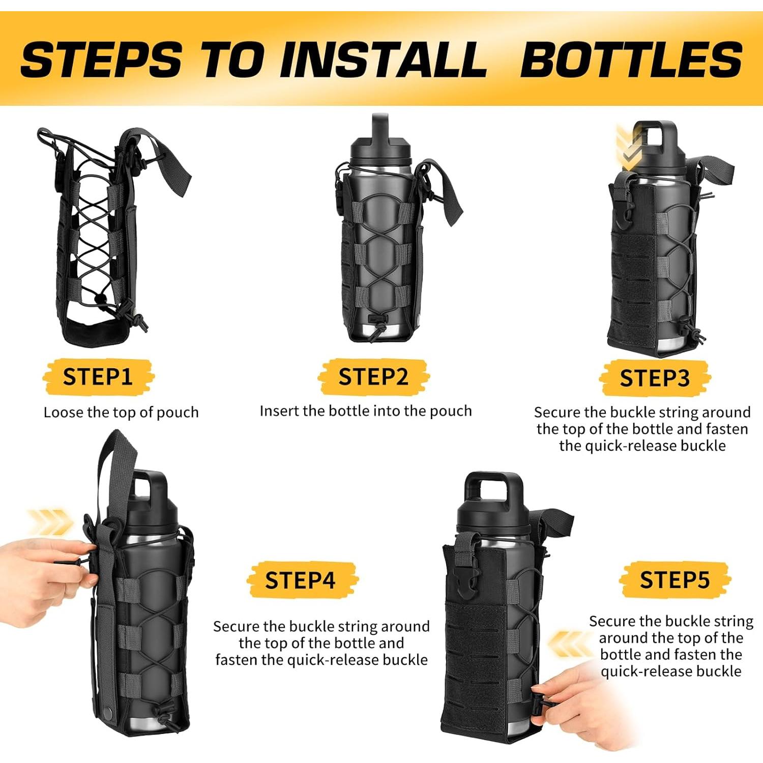 Soporte Táctico para Botellas Ullnosoo Ajustable Negro 10cm x 28cm