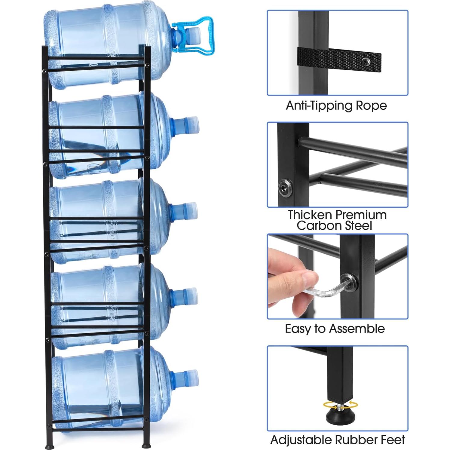 Organizador de Jarras de Agua Klvied 5 Niveles Acero Negro