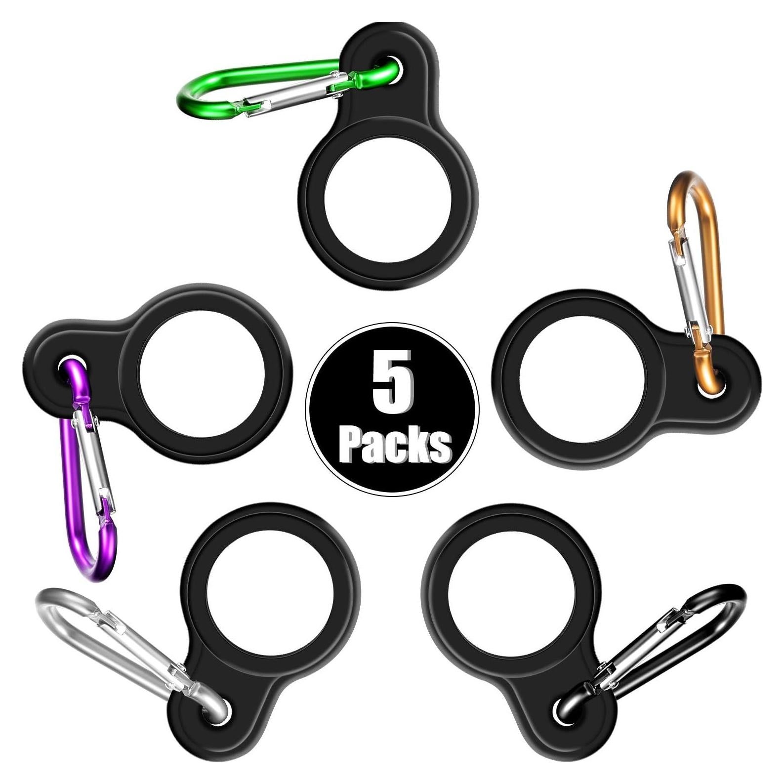 5 Porta Botellas de Agua Silicona Boao + 5 Clips Acero Inoxidable