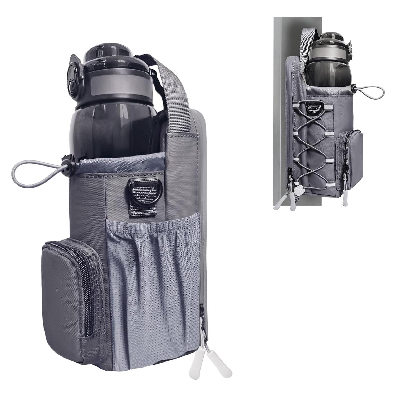 Bolsa de Gimnasio Magnética JACZZO Gris con Soporte para Botellas