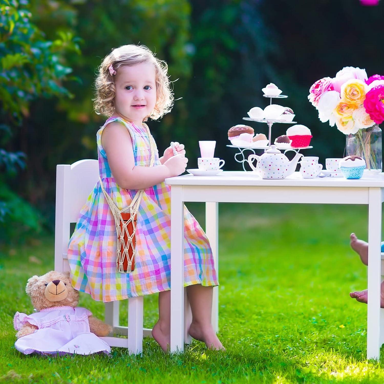 Portabebidas de Macramé Lothee 2 Pcs Algodón Beige 80 cm