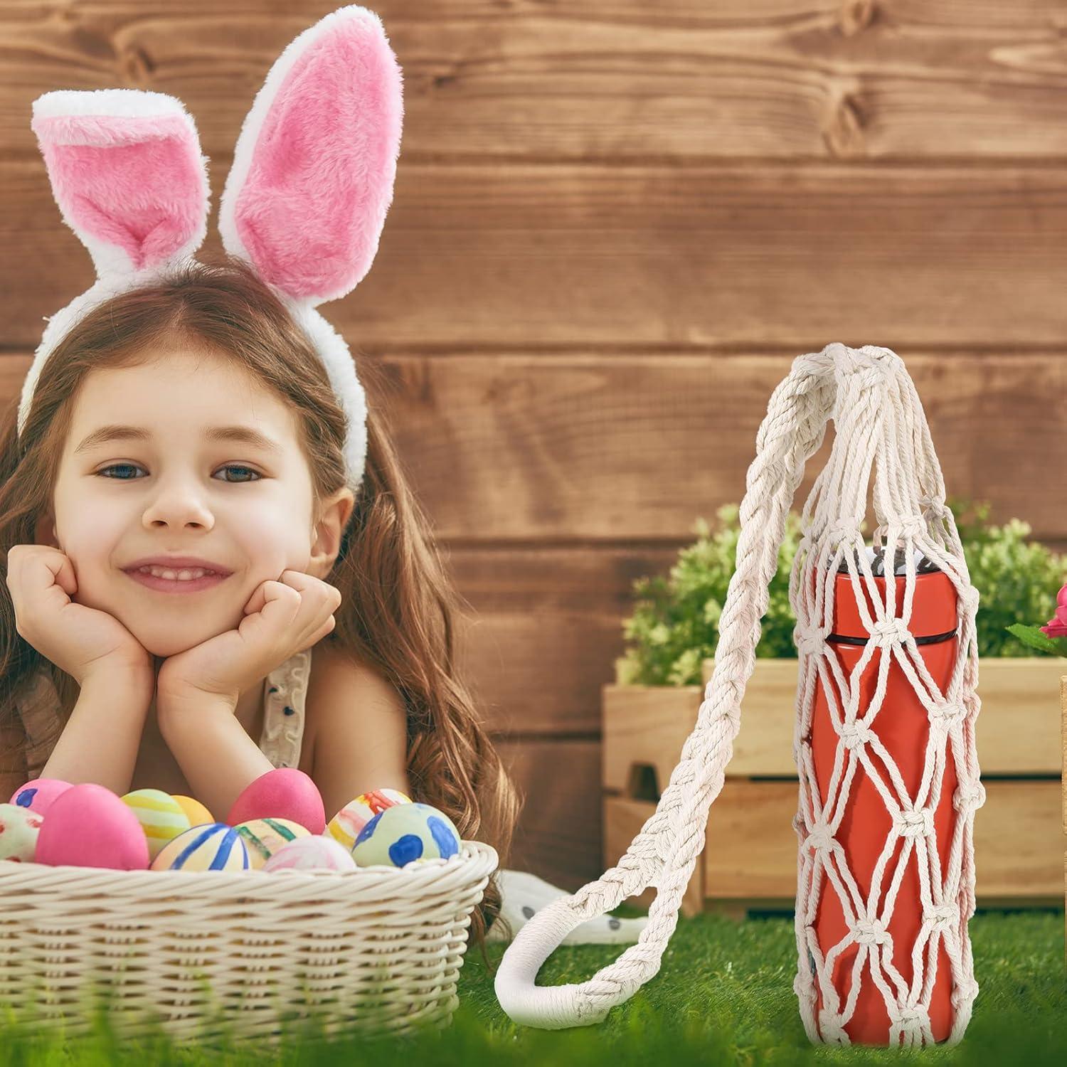 Portabebidas de Macramé Lothee 2 Pcs Algodón Beige 80 cm